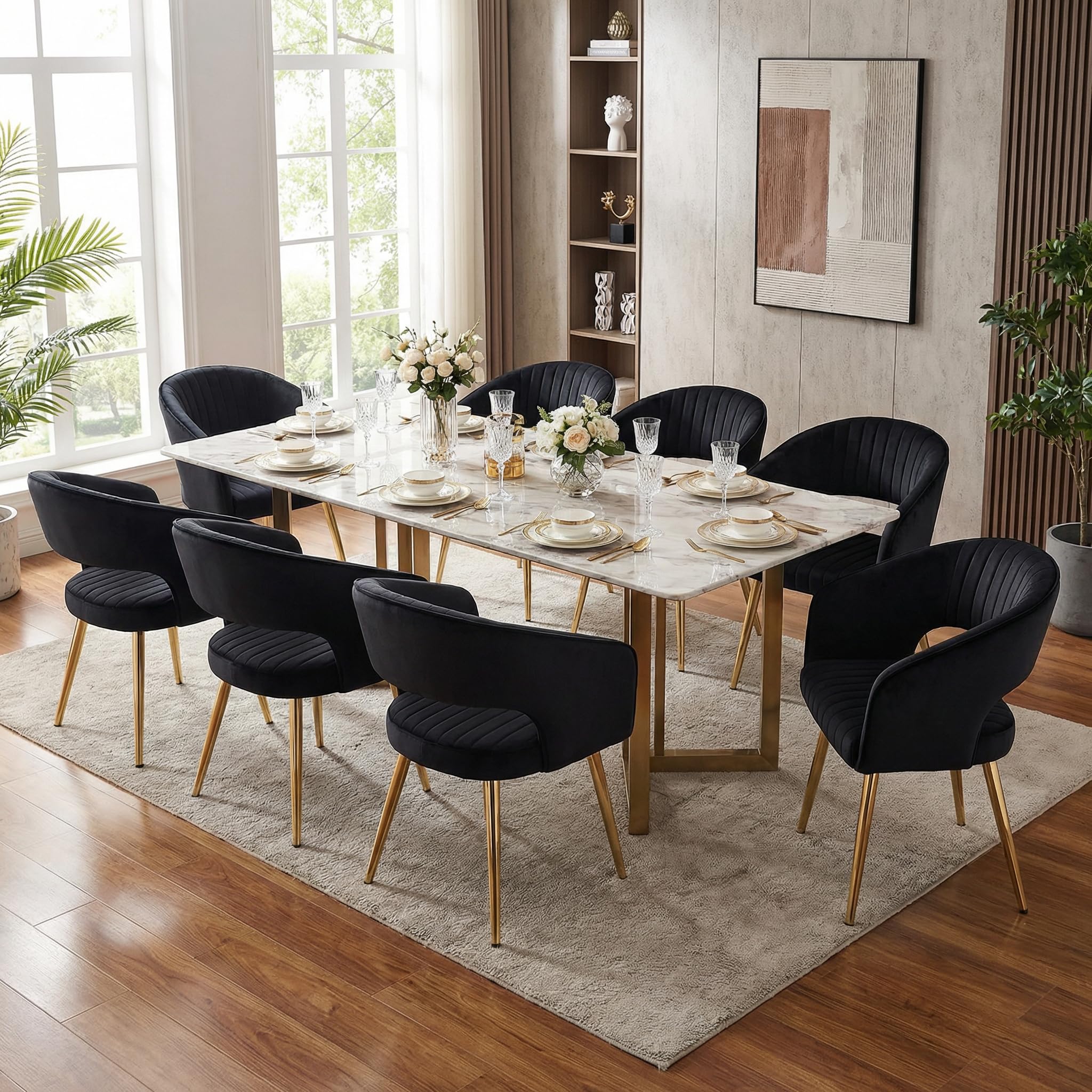 Hollow Back Modern Dining Chairs Set of 2 - 3059DC