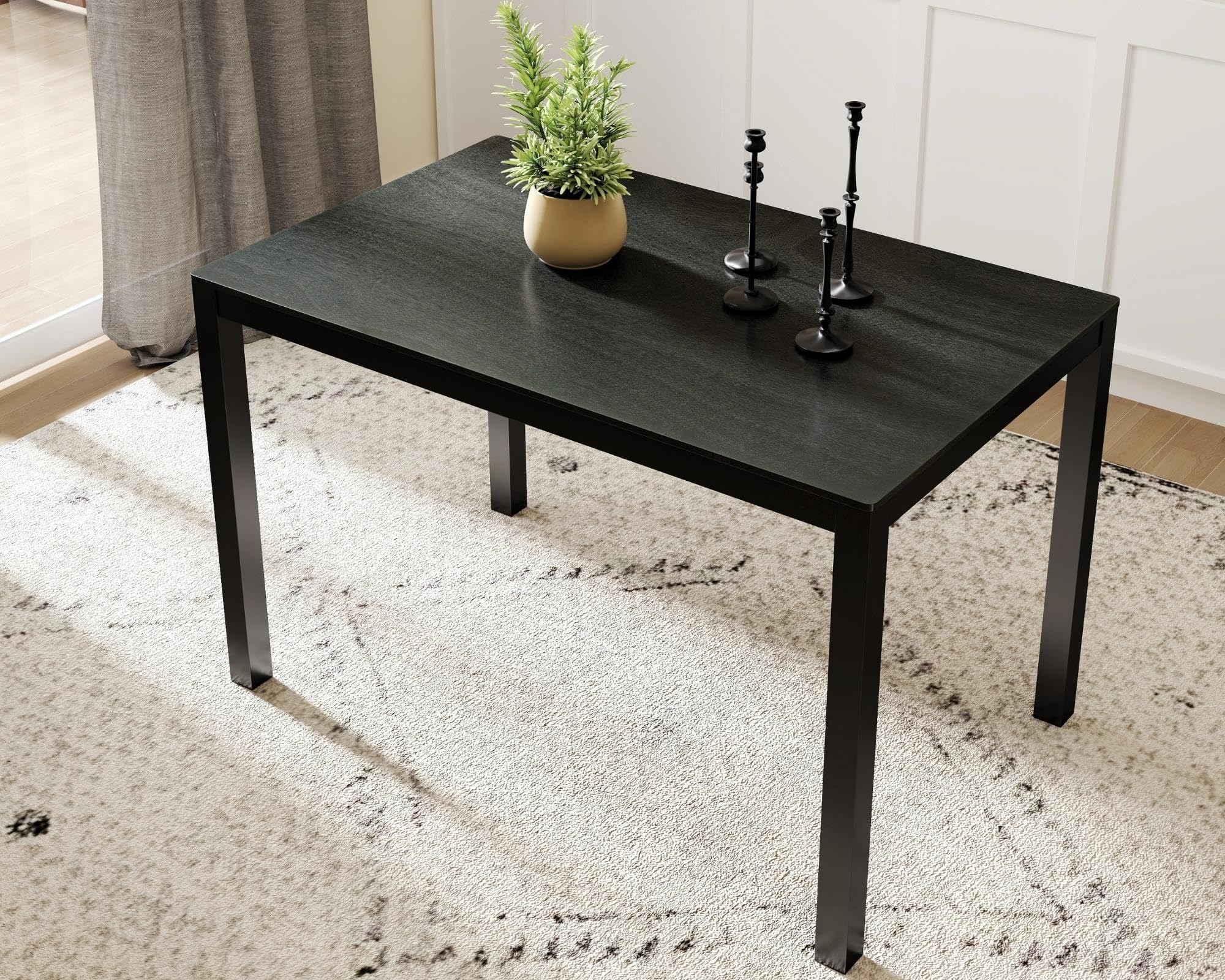 VESCASA Modern Black Solid Wood Dining Desk - 2022