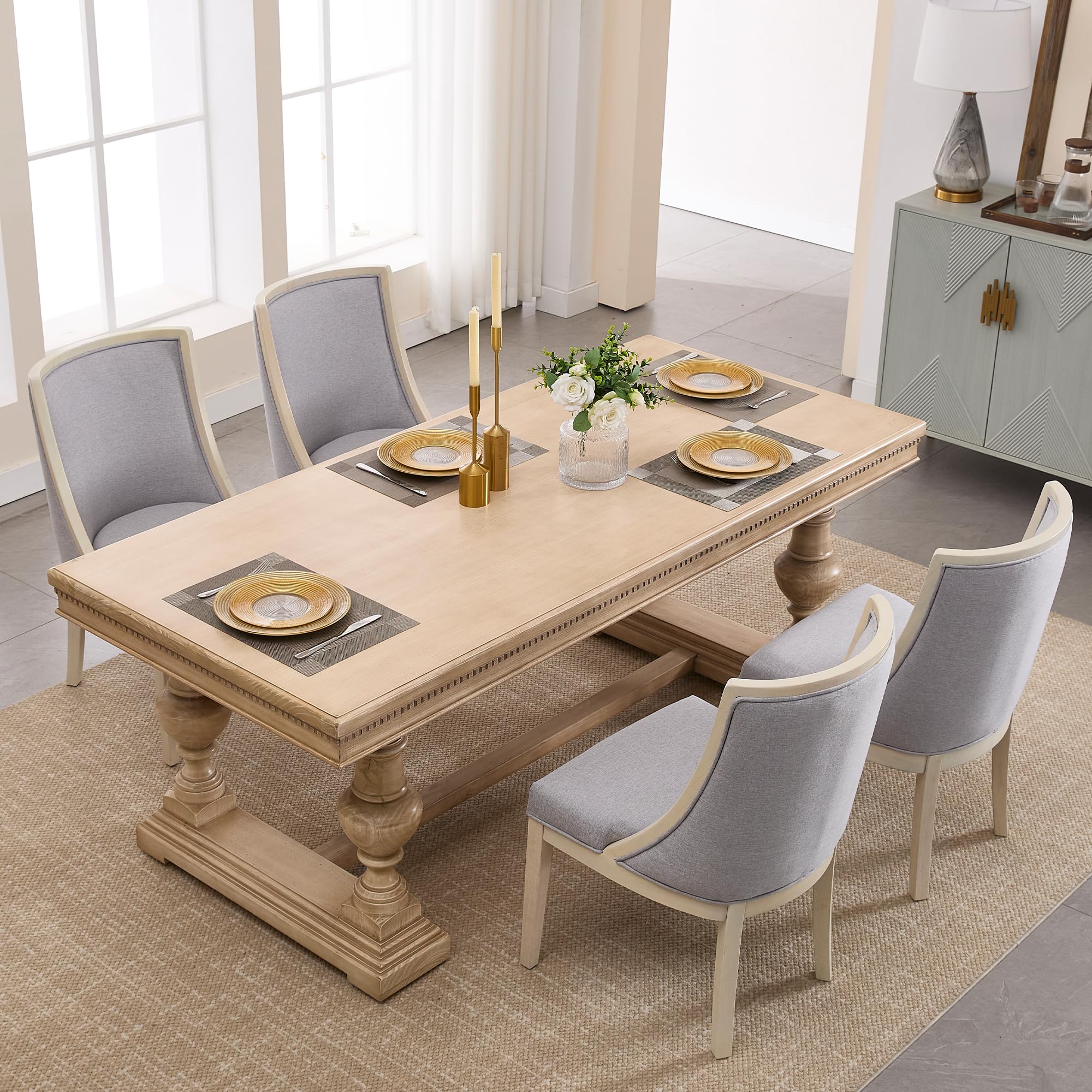Kmax Farmhouse Curved High Back Dining Chairs Set of 2 - 02111DC