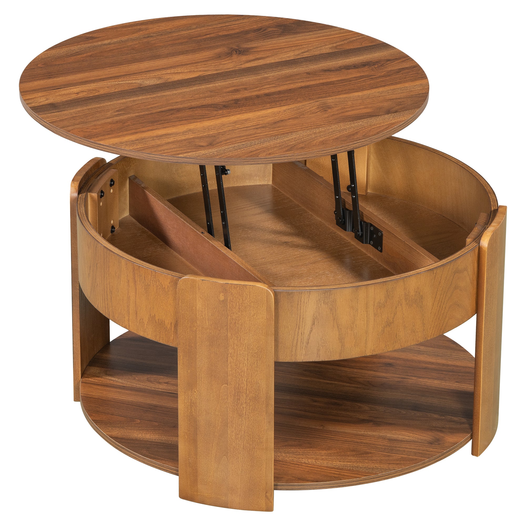 32.5" Modern Farmhouse Round Lift Top Coffee Table with Storage