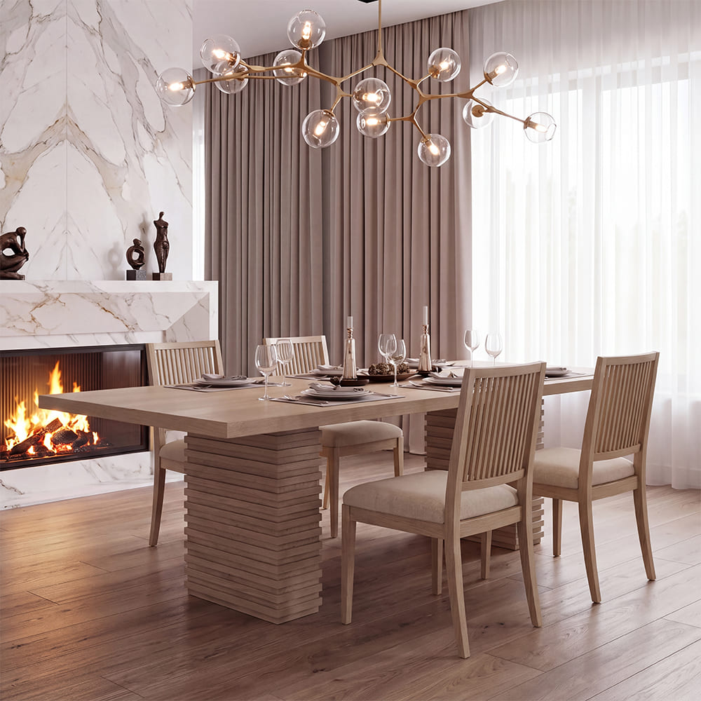 95" Dining Table with Double Pedestal Base