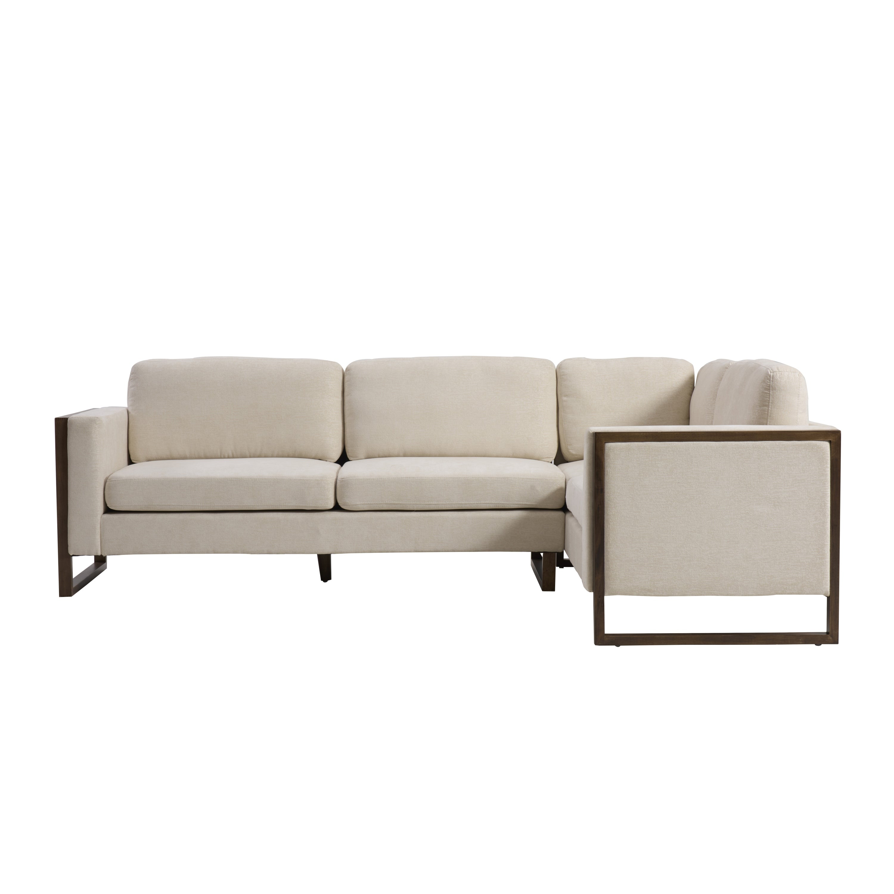 104" Beige Chenille L-Shaped Sectional Sofa 2-Piece Modern Couch