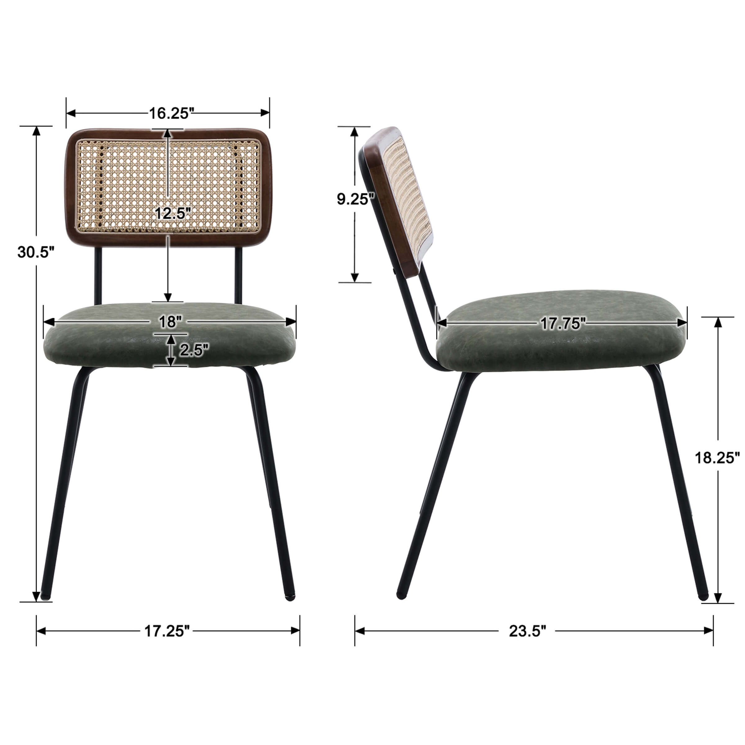 EALSON Rattan Back Dining Chairs - 5343DC