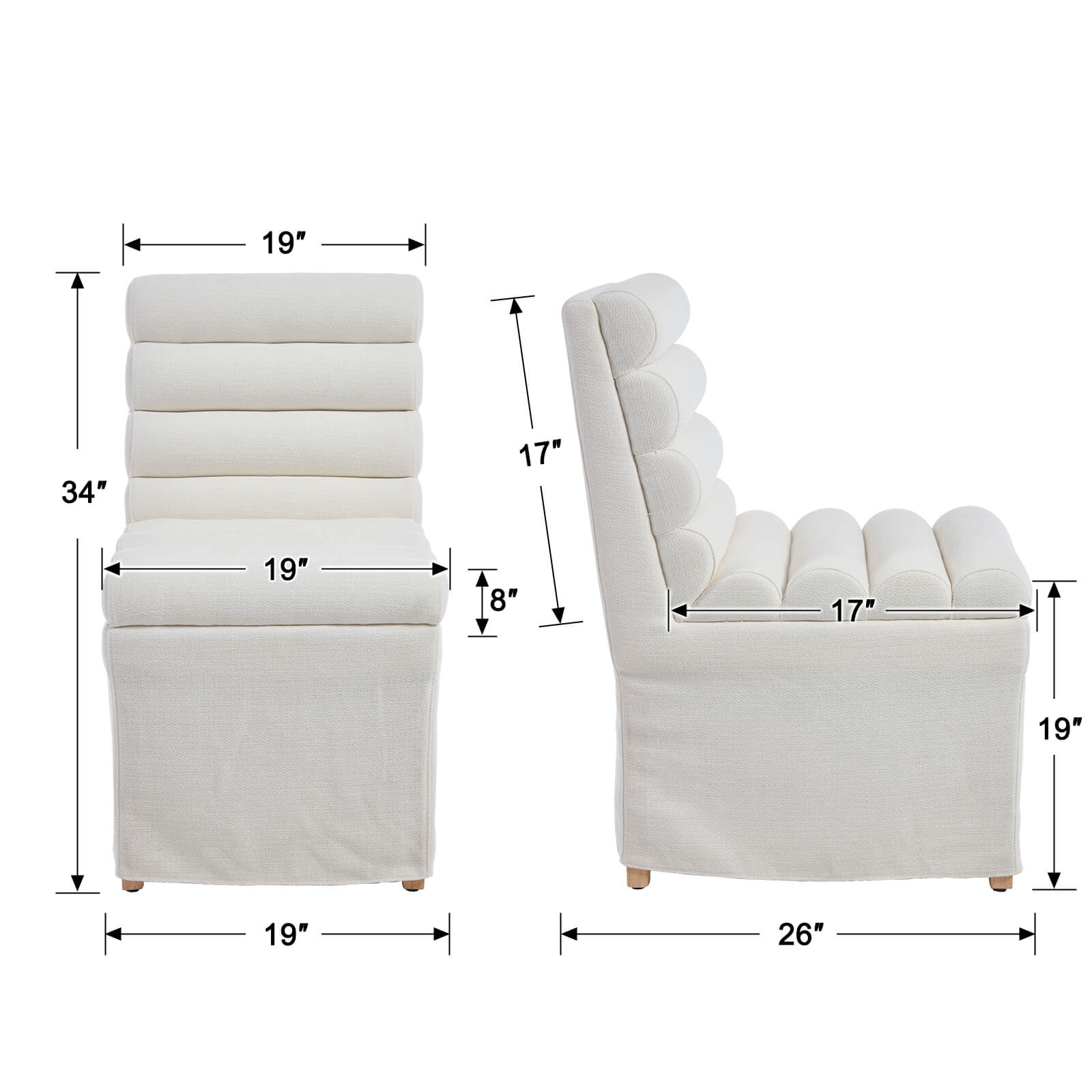 KMAX Parsons Dining Chairs Set of 2 with Cylindrical Cushion - 10127DC