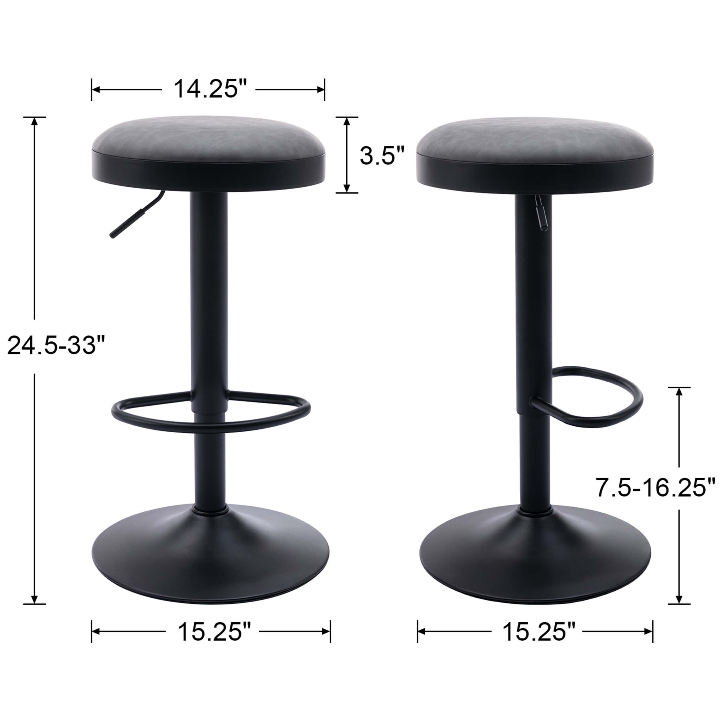 VESCASA Adjustable Swivel Backless Bar Stool 1 PCS - 90117AB