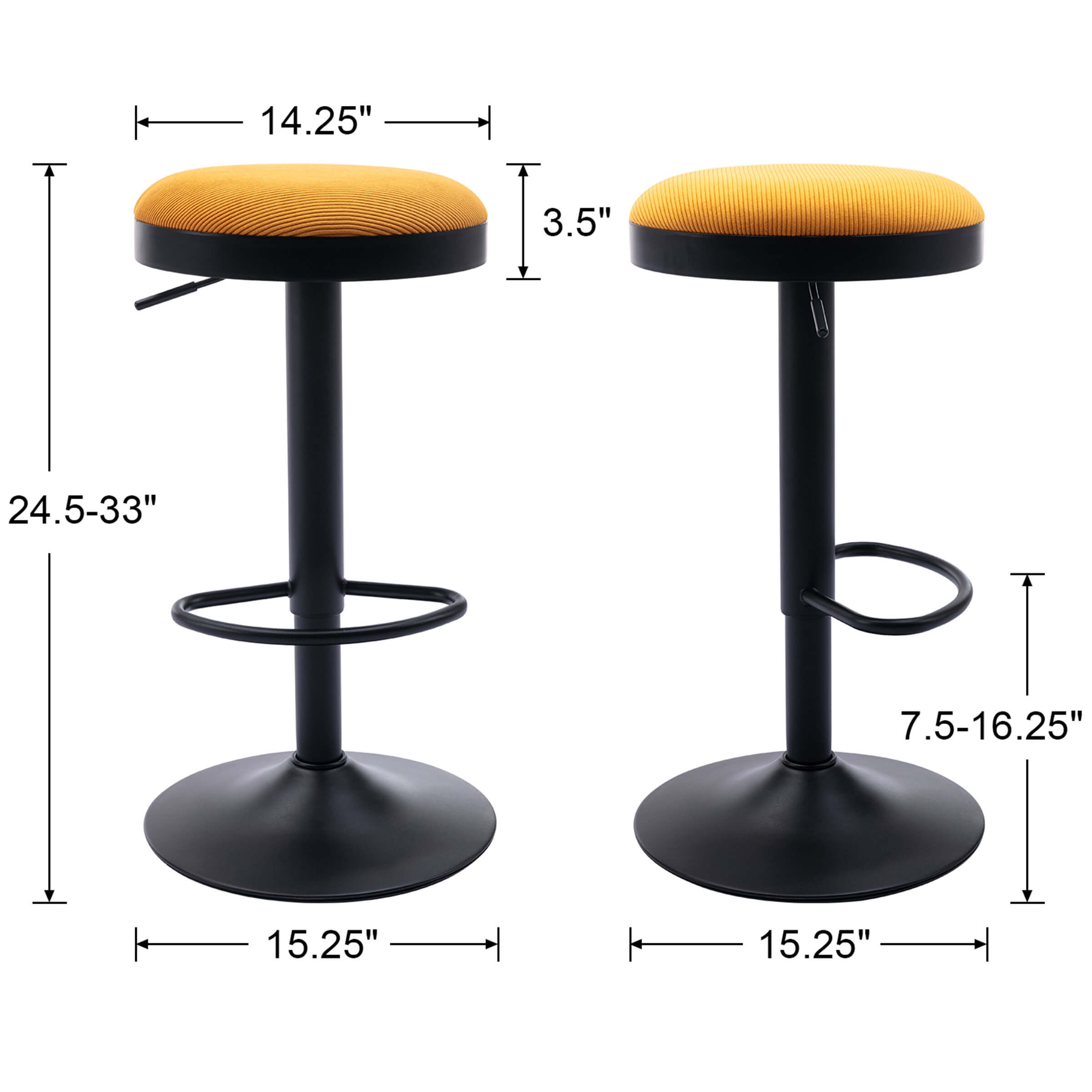 VESCASA Adjustable Swivel Backless Bar Stool 1 PCS - 90117AB