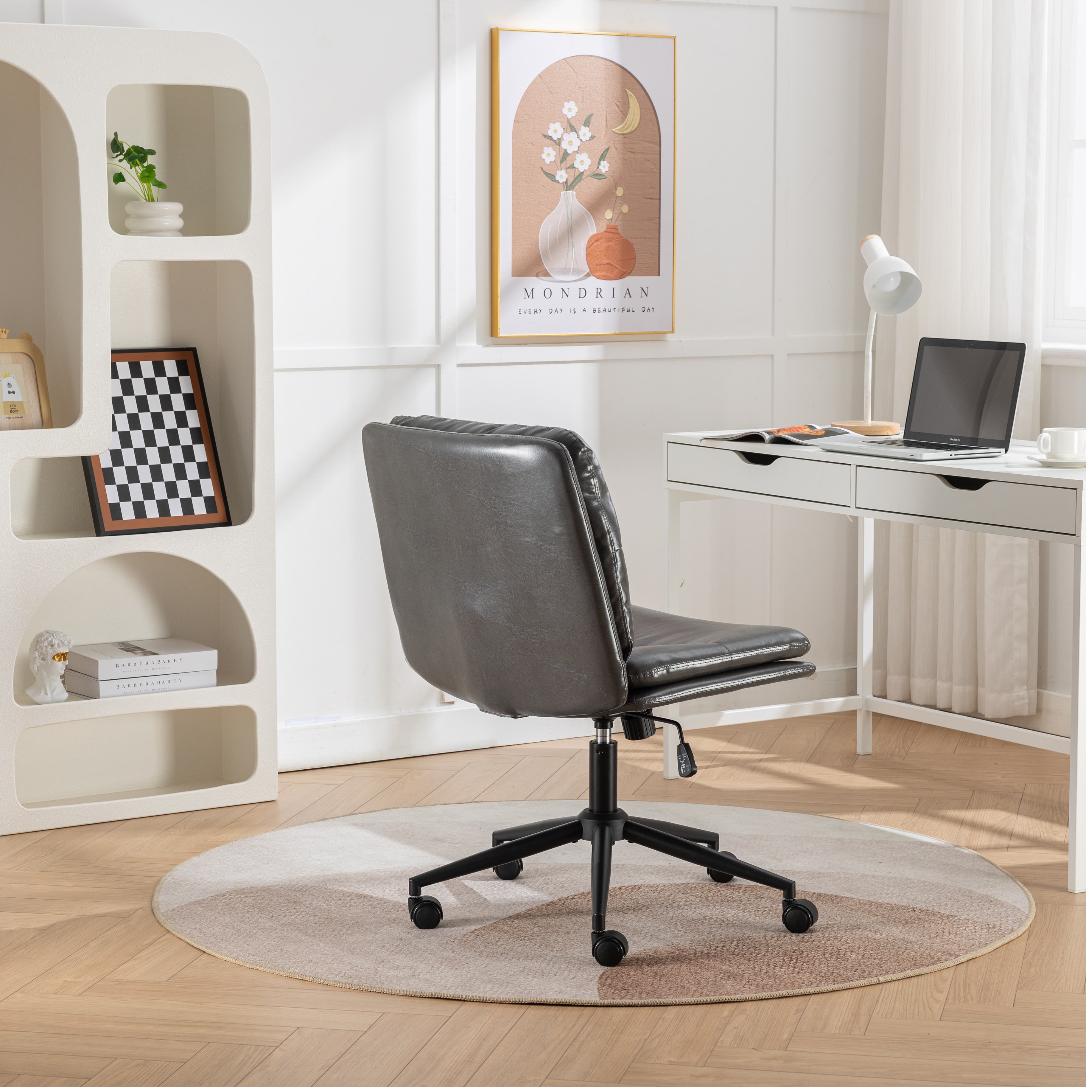 Adjustable Swivel Criss-Cross Chair with Wide Seat