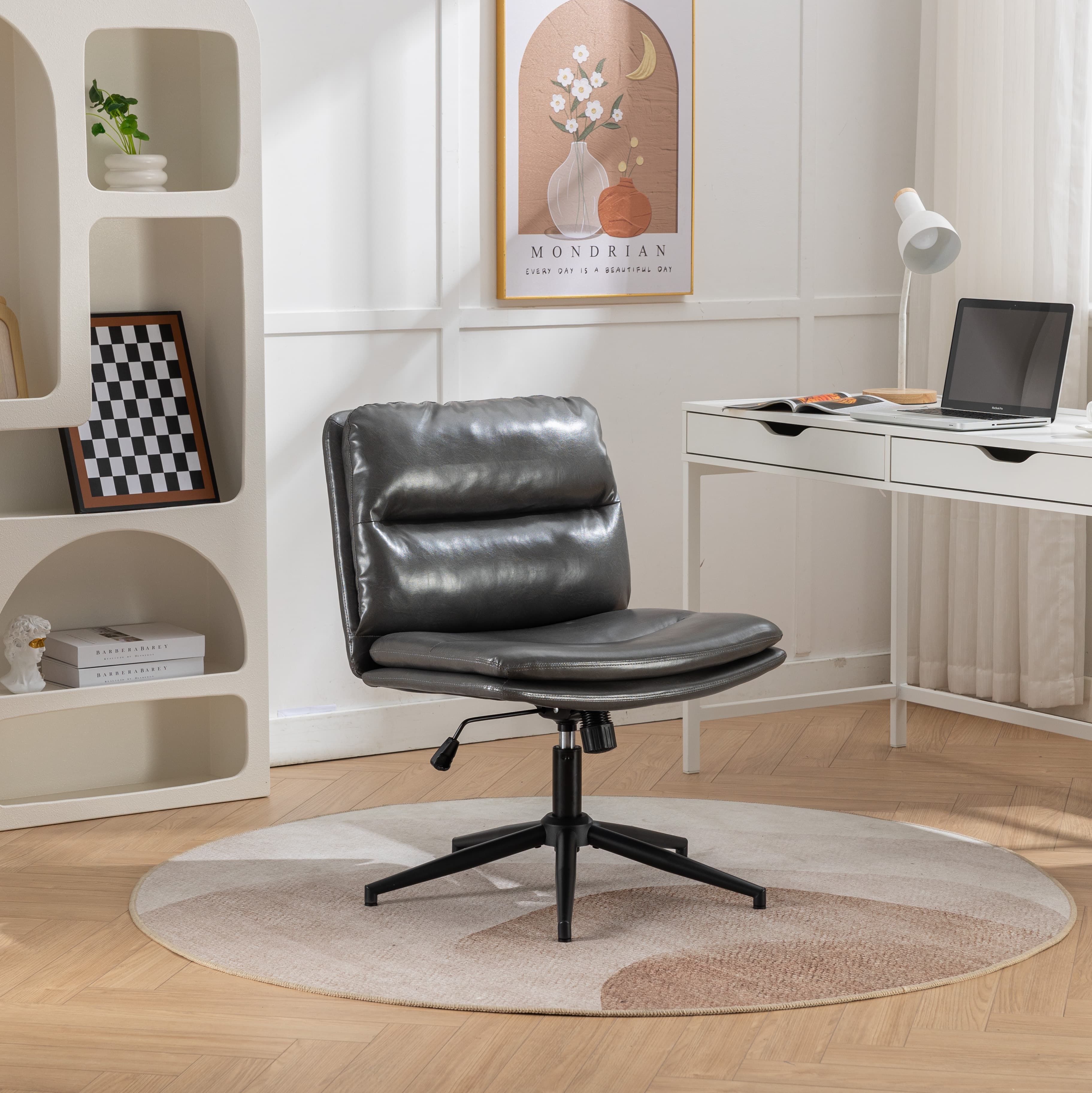 Adjustable Swivel Criss-Cross Chair with Wide Seat