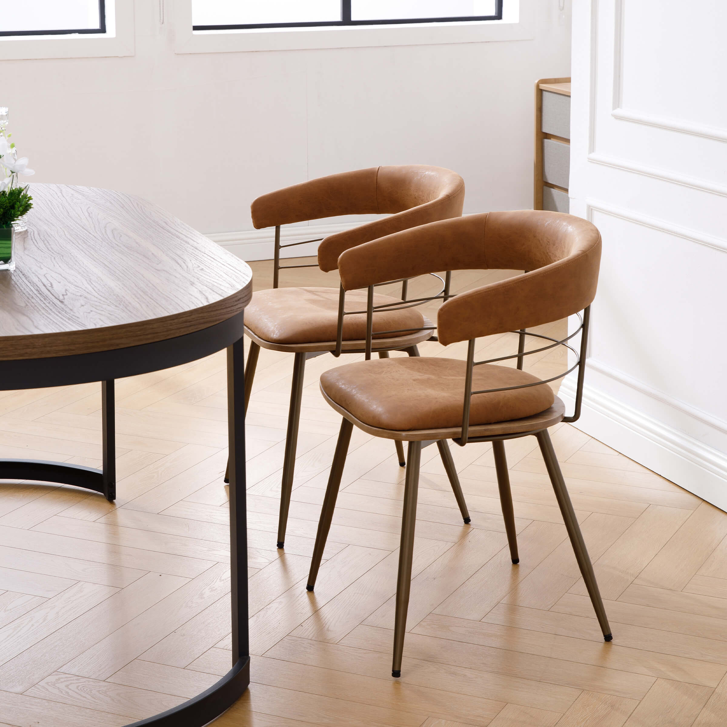 ROCITY Bronze Metal Legs Dining Chairs Set of 2 - 6366DC