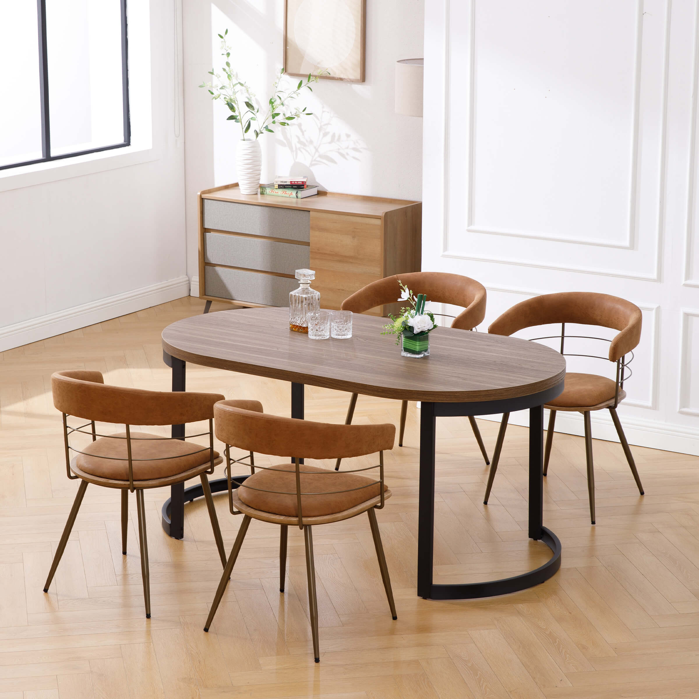 ROCITY Bronze Metal Legs Dining Chairs Set of 2 - 6366DC