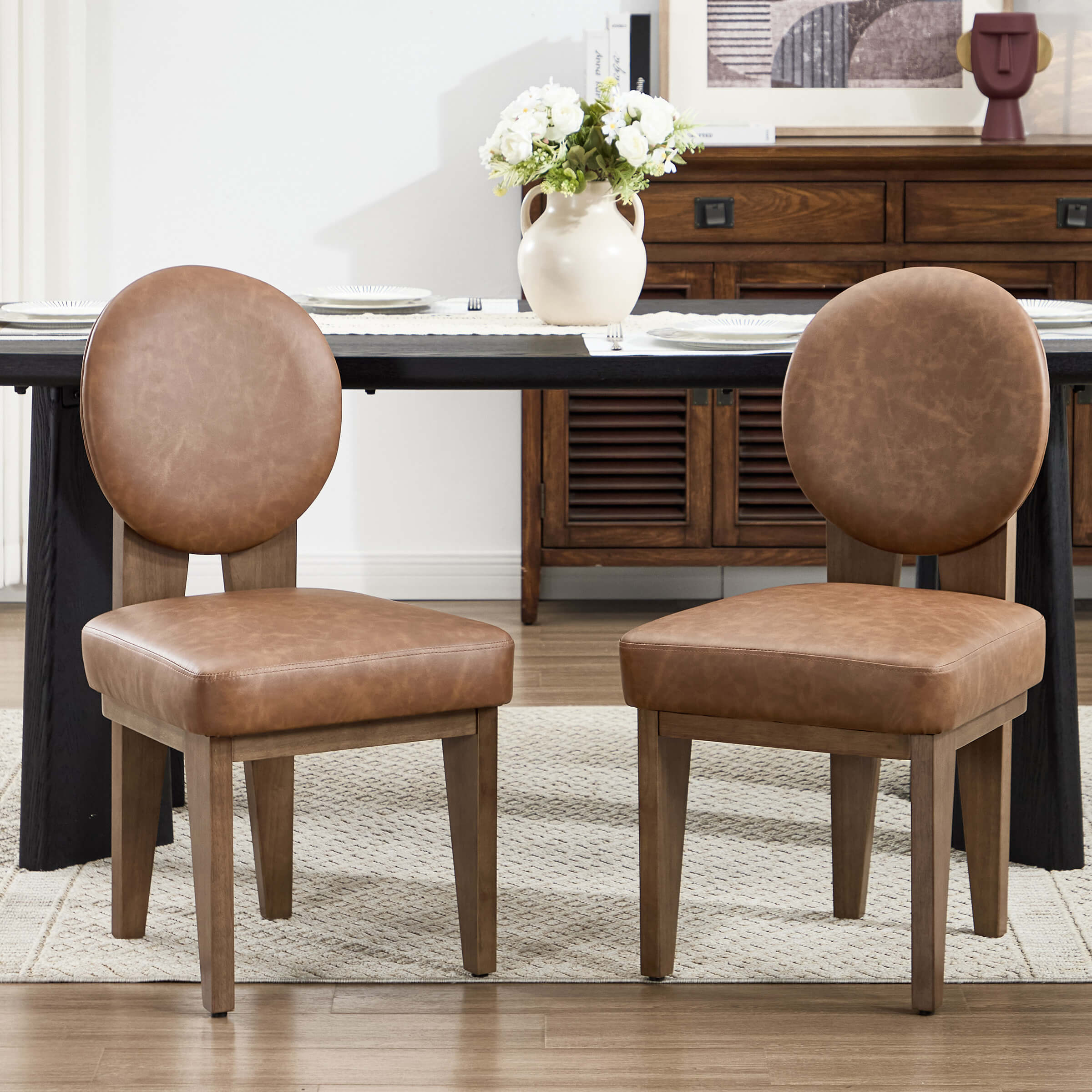 ZH4YOU Mid-Century Modern Walnut Dining Chairs Set of 2 - 10090DC