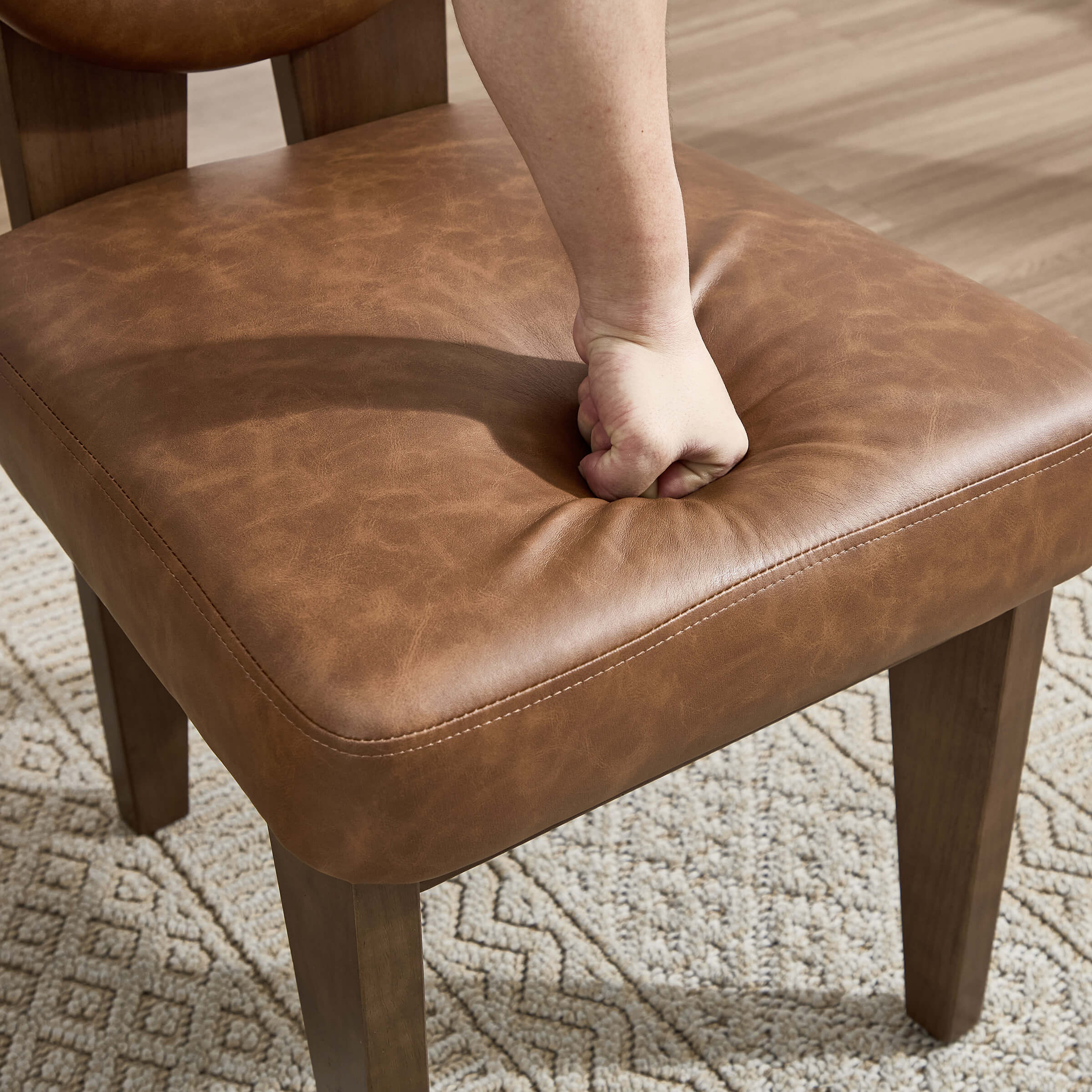 Leather chair seat and back close-up