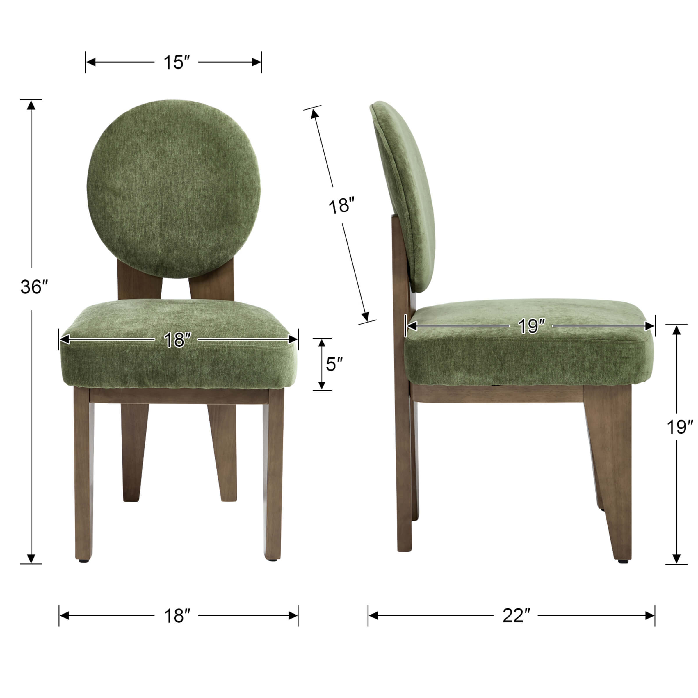 ZH4YOU Mid-Century Modern Walnut Dining Chairs Set of 2 - 10090DC