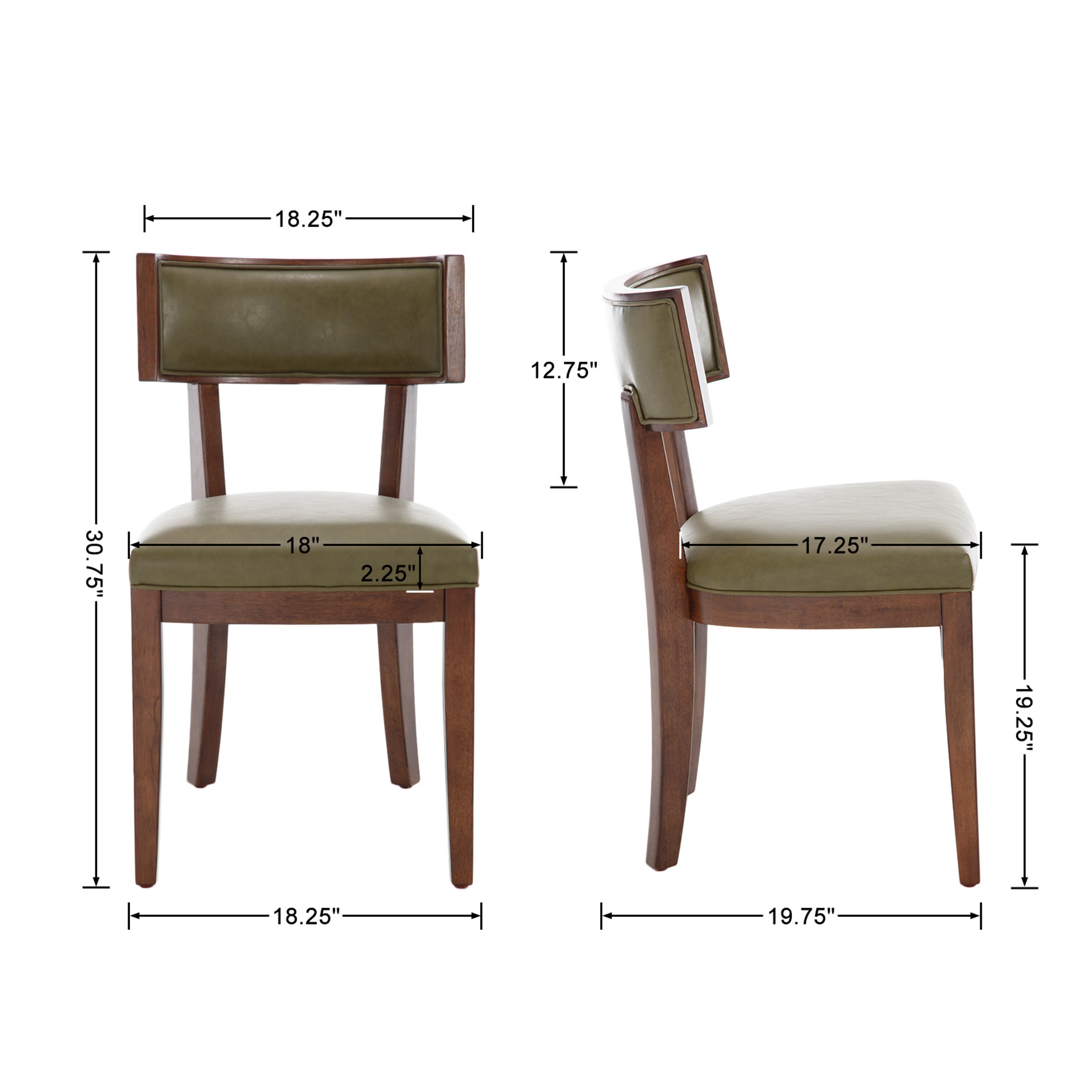 EALSON Mid Century Modern PU Dining Chairs Set of 2 - 061DC