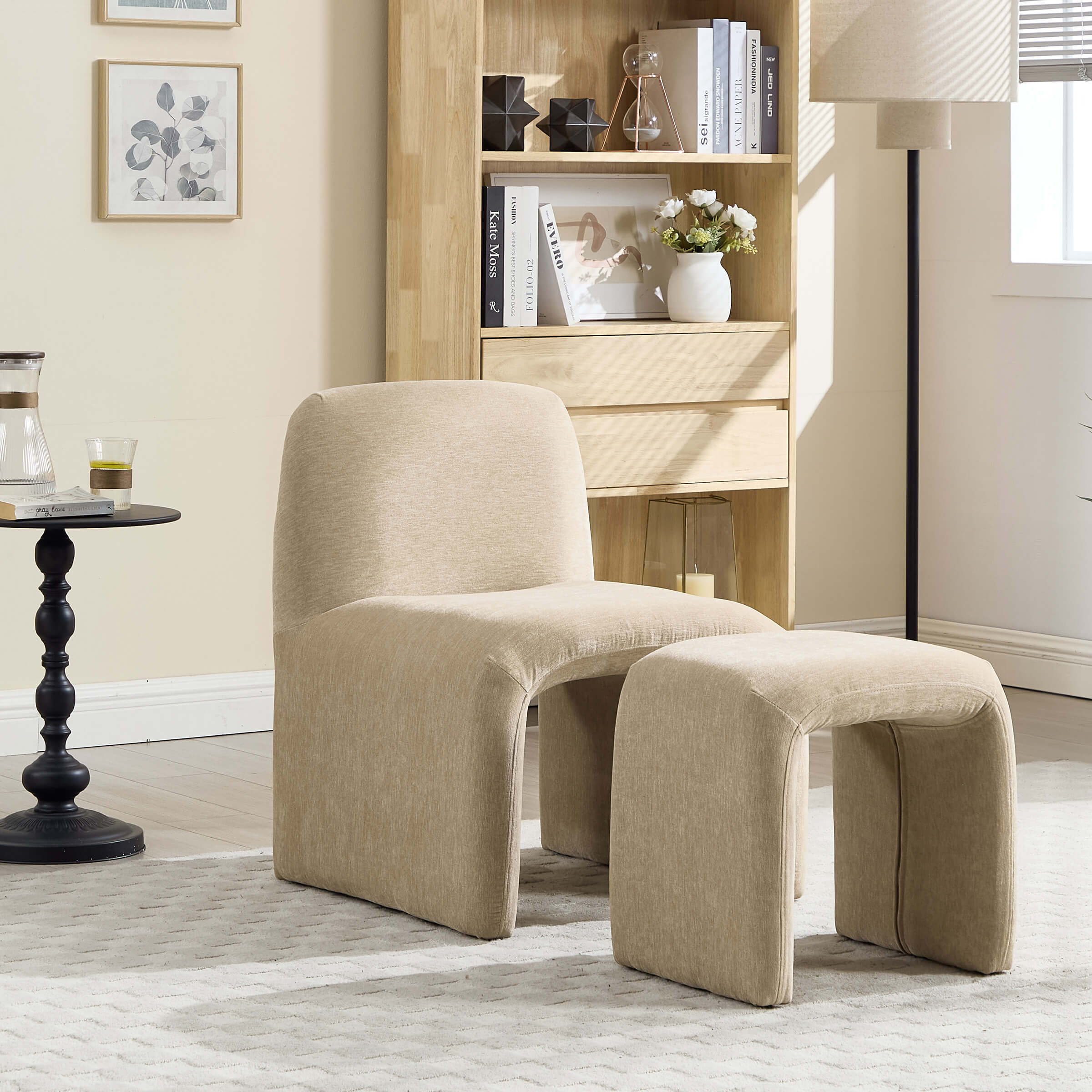 Chenille Accent Chair with Ottoman - 5010AO