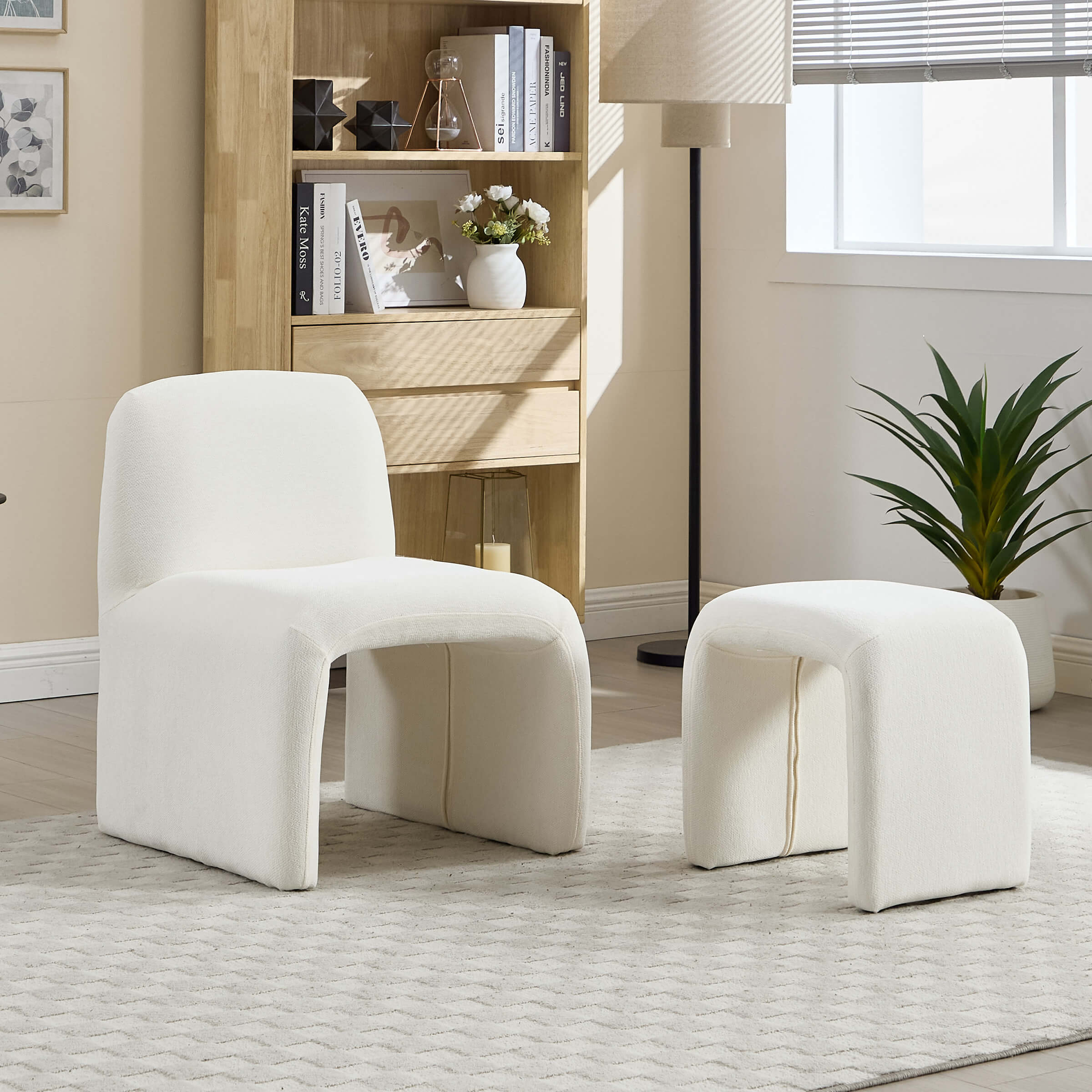 Chenille Accent Chair with Ottoman - 5010AO