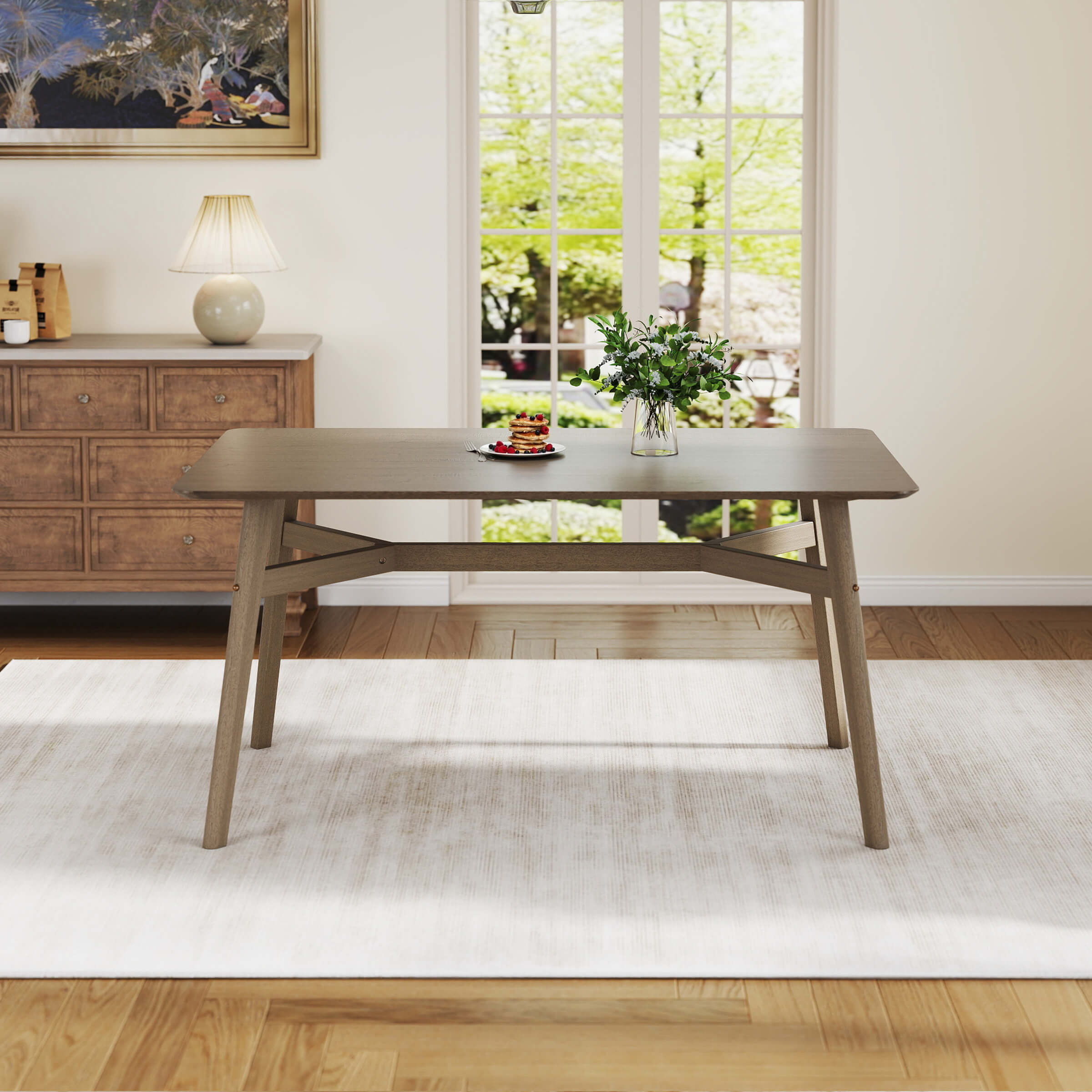 Wood Rectangle Dining Table - 19063DT