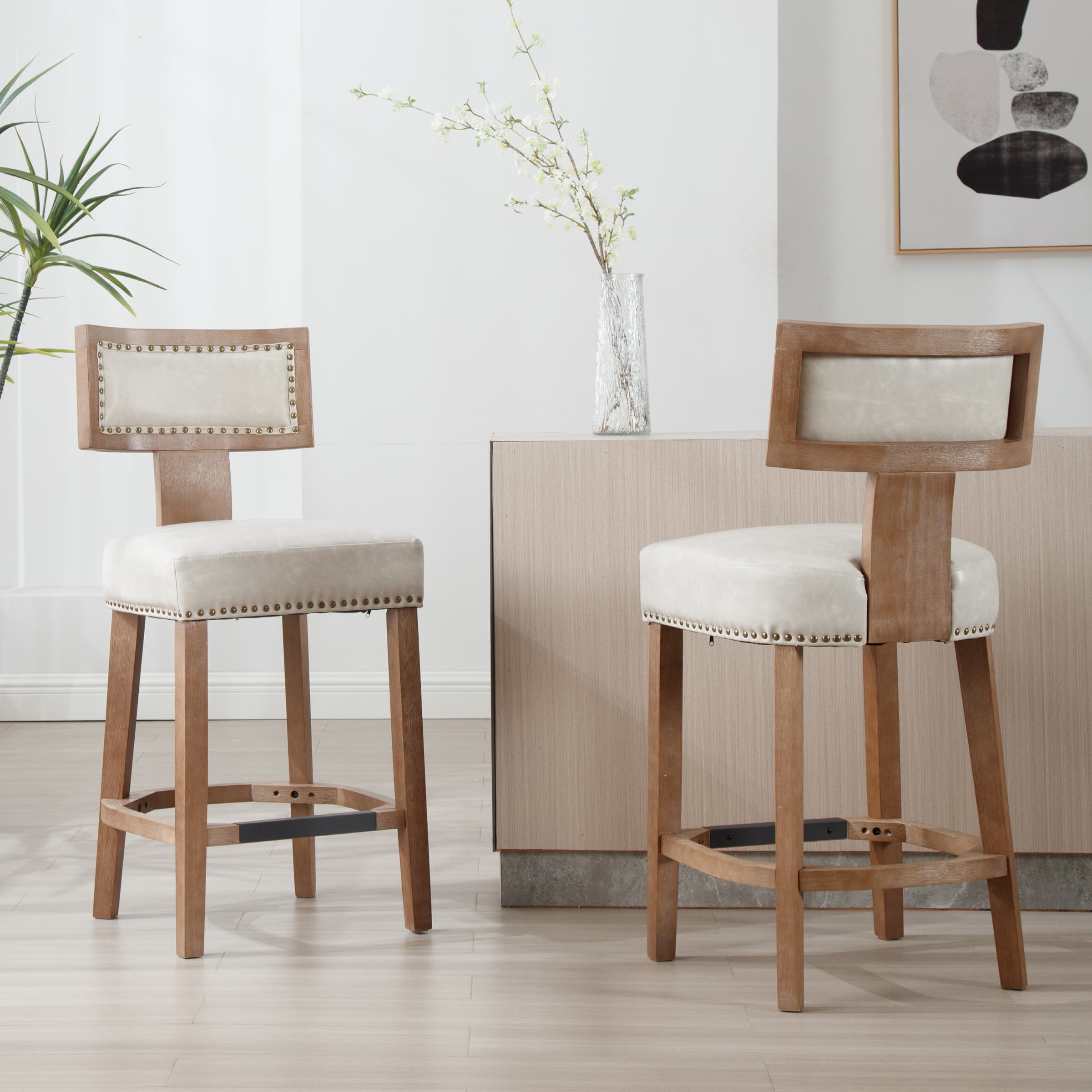 VESCASA 26.75"H Wood Legs Counter Stools Set of 2 - 5753CS
