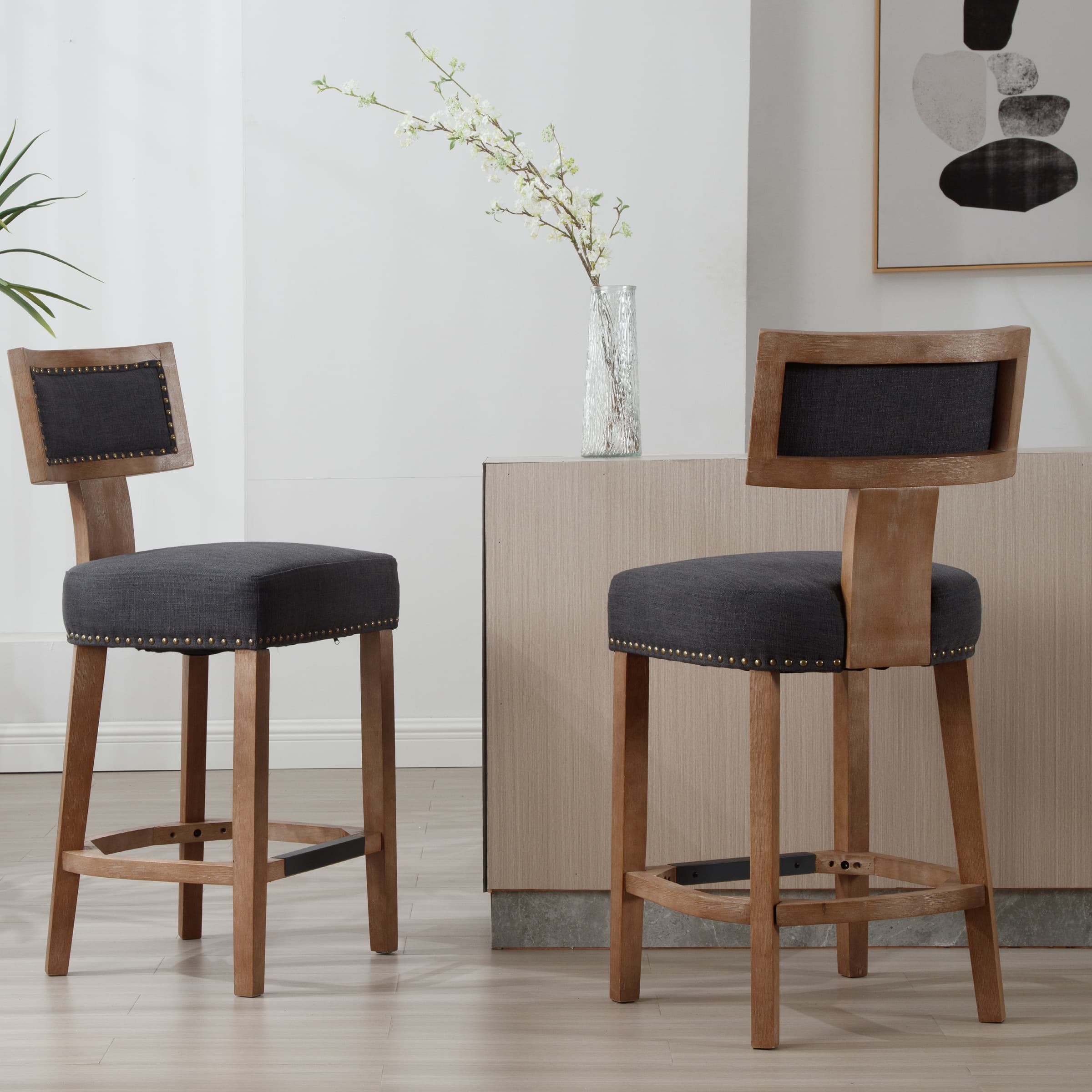 VESCASA 26.75"H Wood Legs Counter Stools Set of 2 - 5753CS