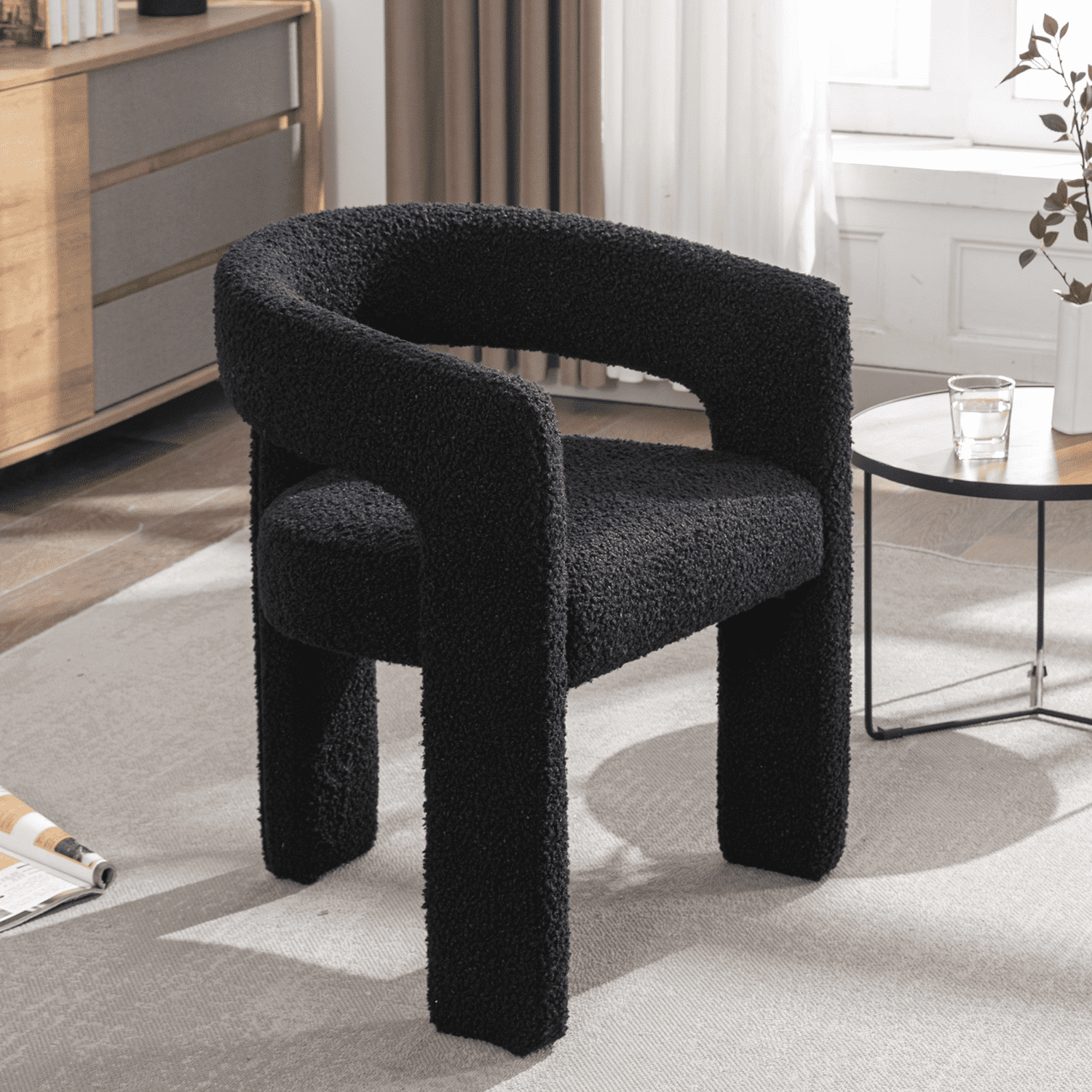 VESCASA Modern Open-Back Faux Leather Barrel Dining Chair 1 PCS - 5101DC