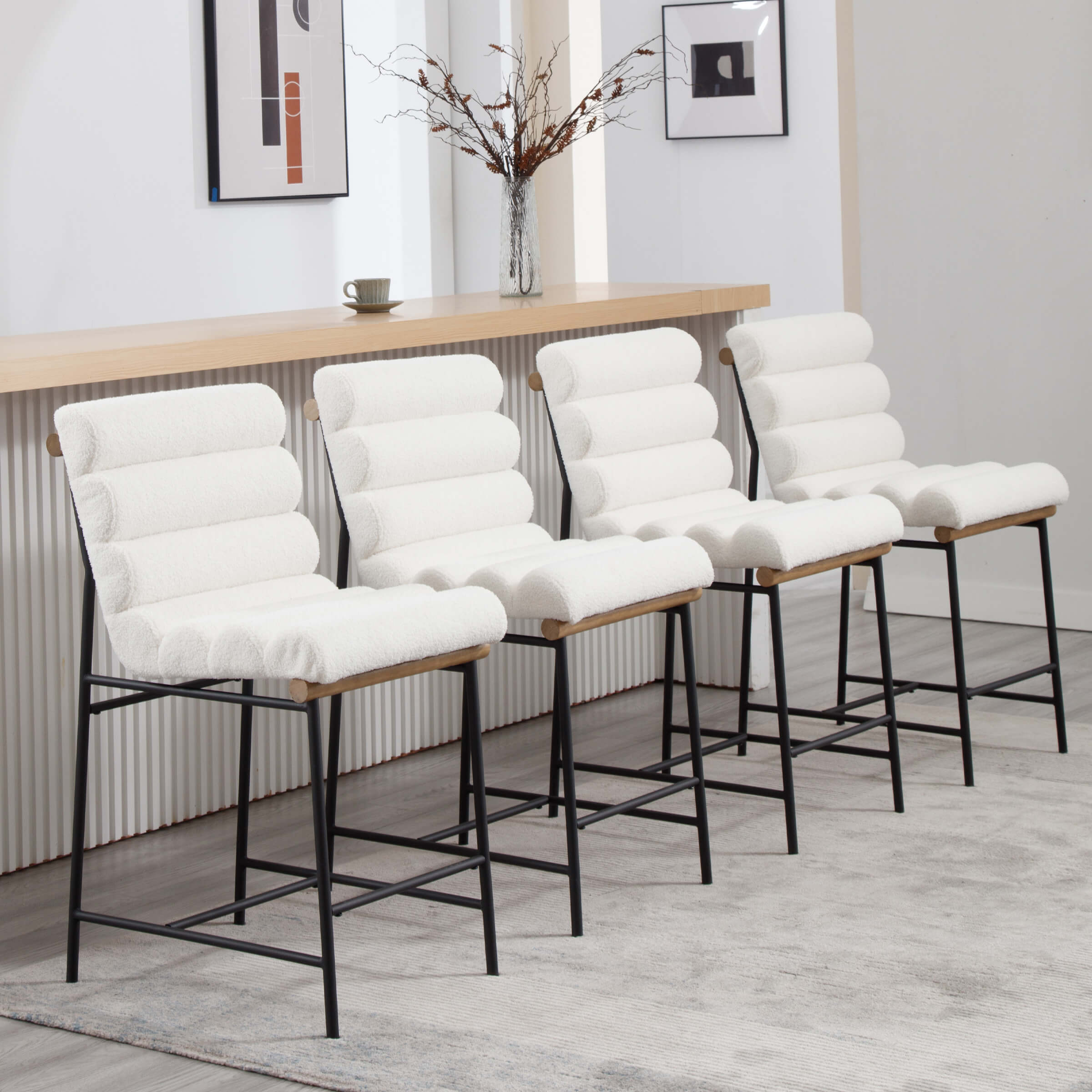 ROCITY 25”H Armless Upholstered Counter Stools Set of 2 - 5793CS