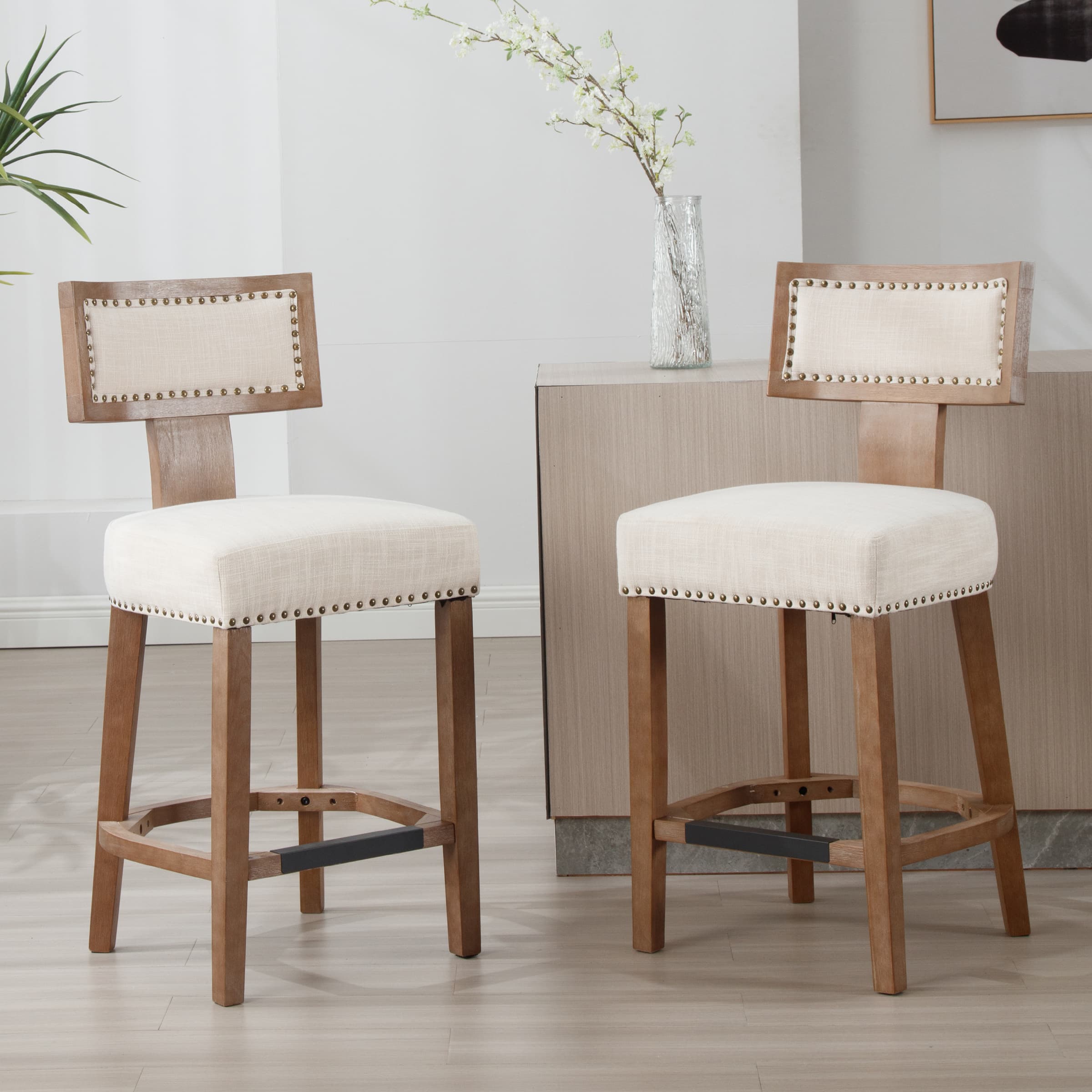 VESCASA 26.75"H Wood Legs Counter Stools Set of 2 - 5753CS