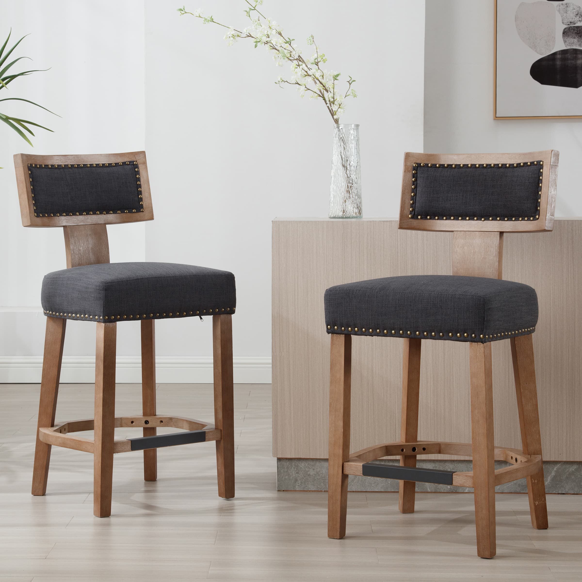 VESCASA 26.75"H Wood Legs Counter Stools Set of 2 - 5753CS