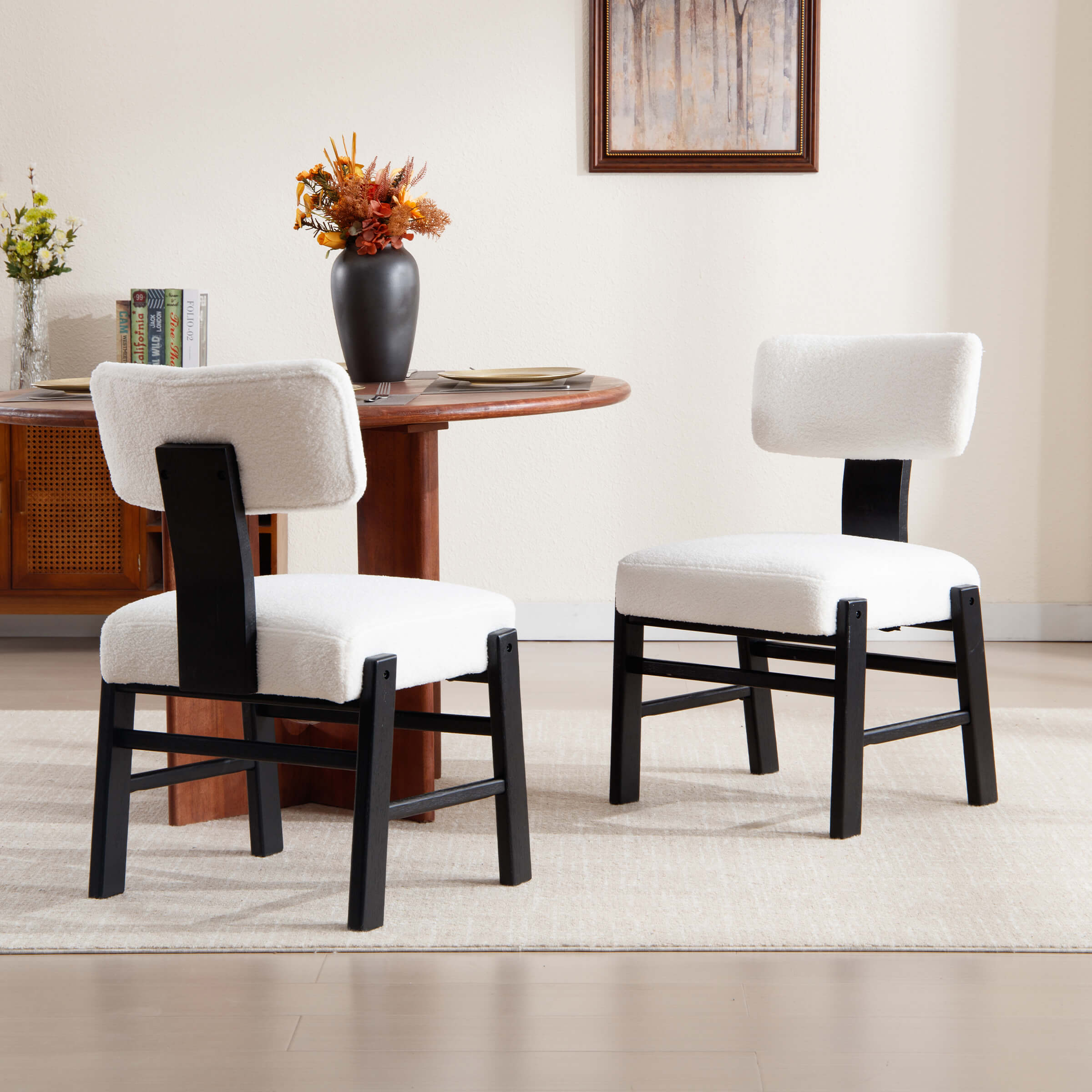 Janoray Curved Back Wood Dining Chairs Set of 2 - 10002DC