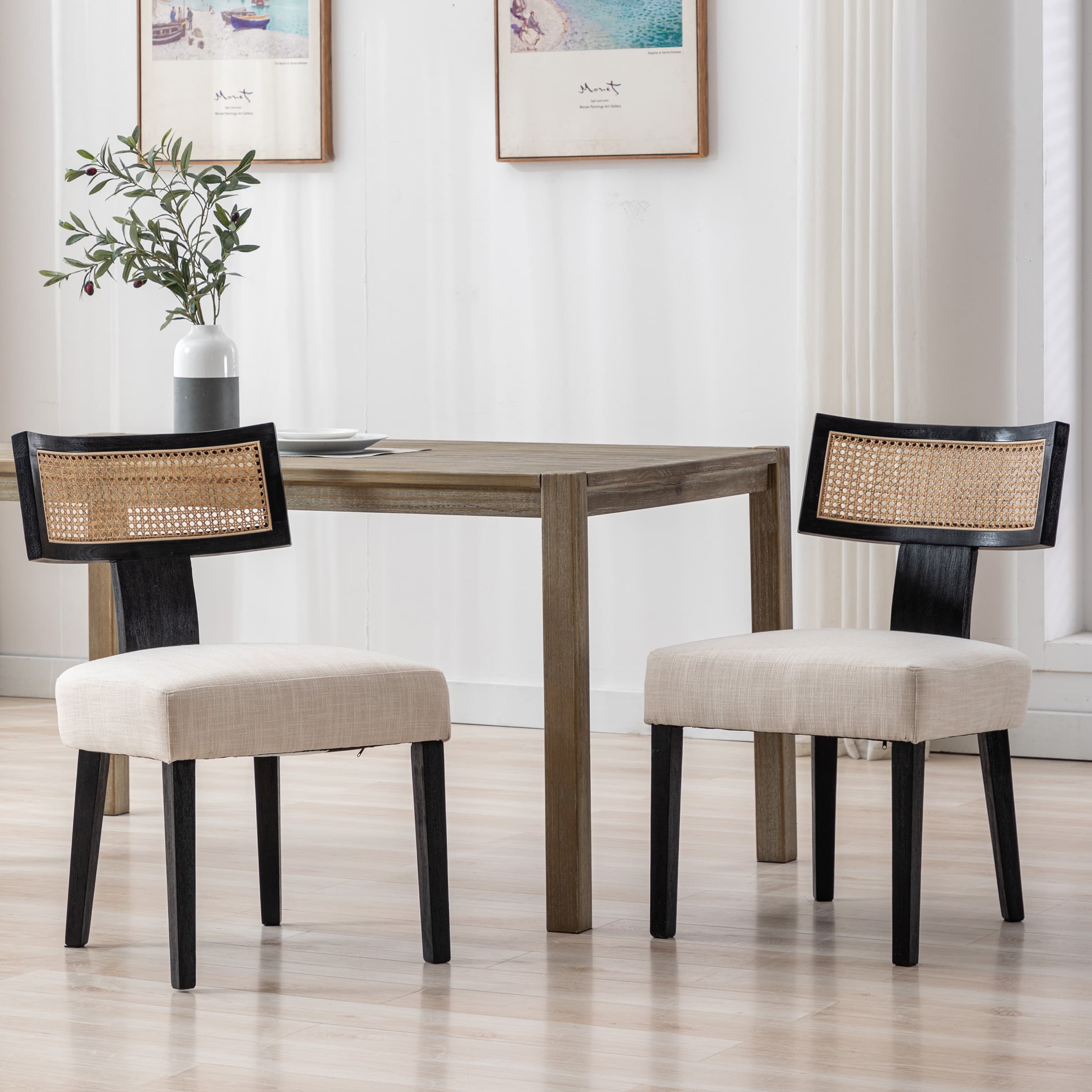 VESCASA Claasic Curved Open Back Dining Chairs Set of 2 - 1670&1917&1918