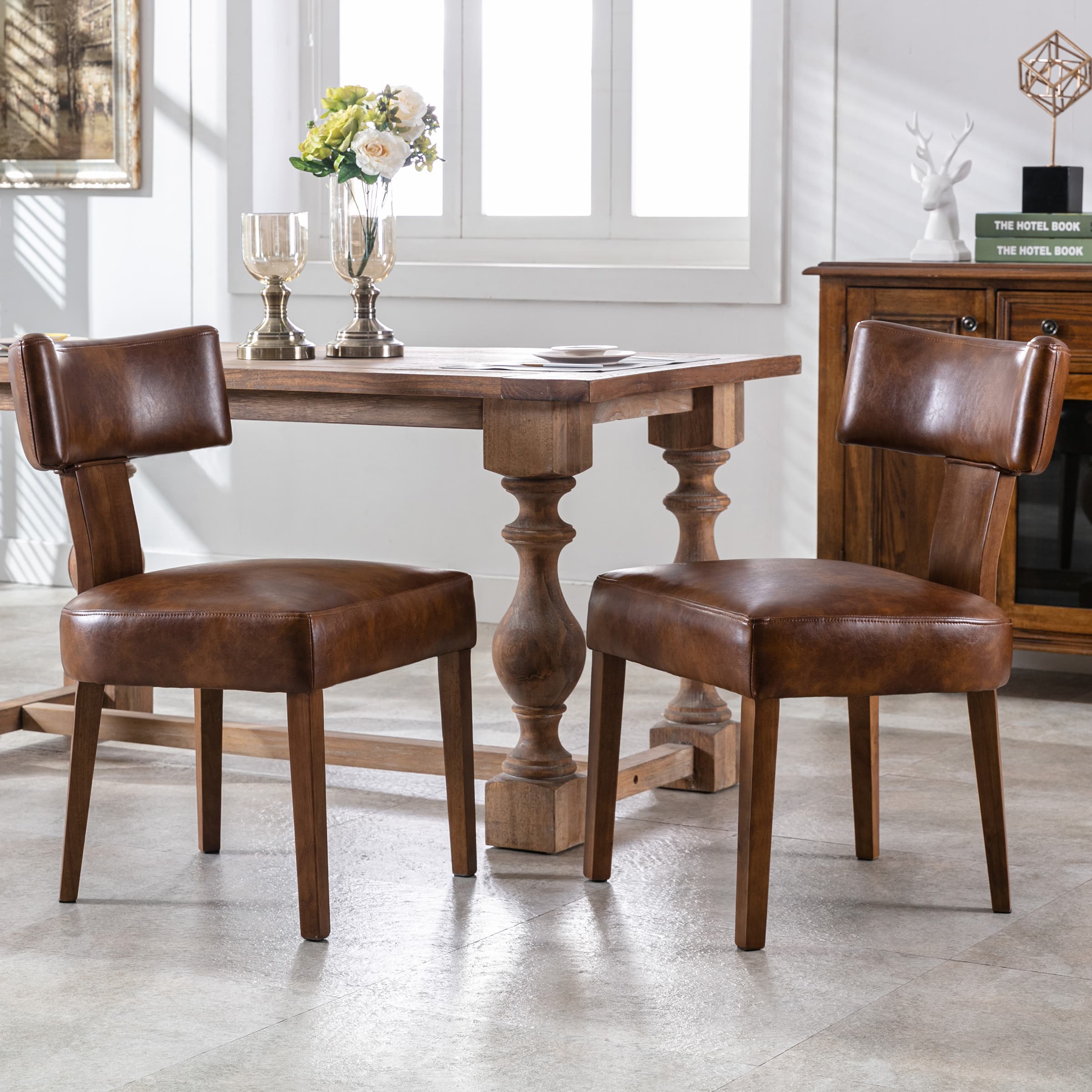 Dining chairs around a wooden table