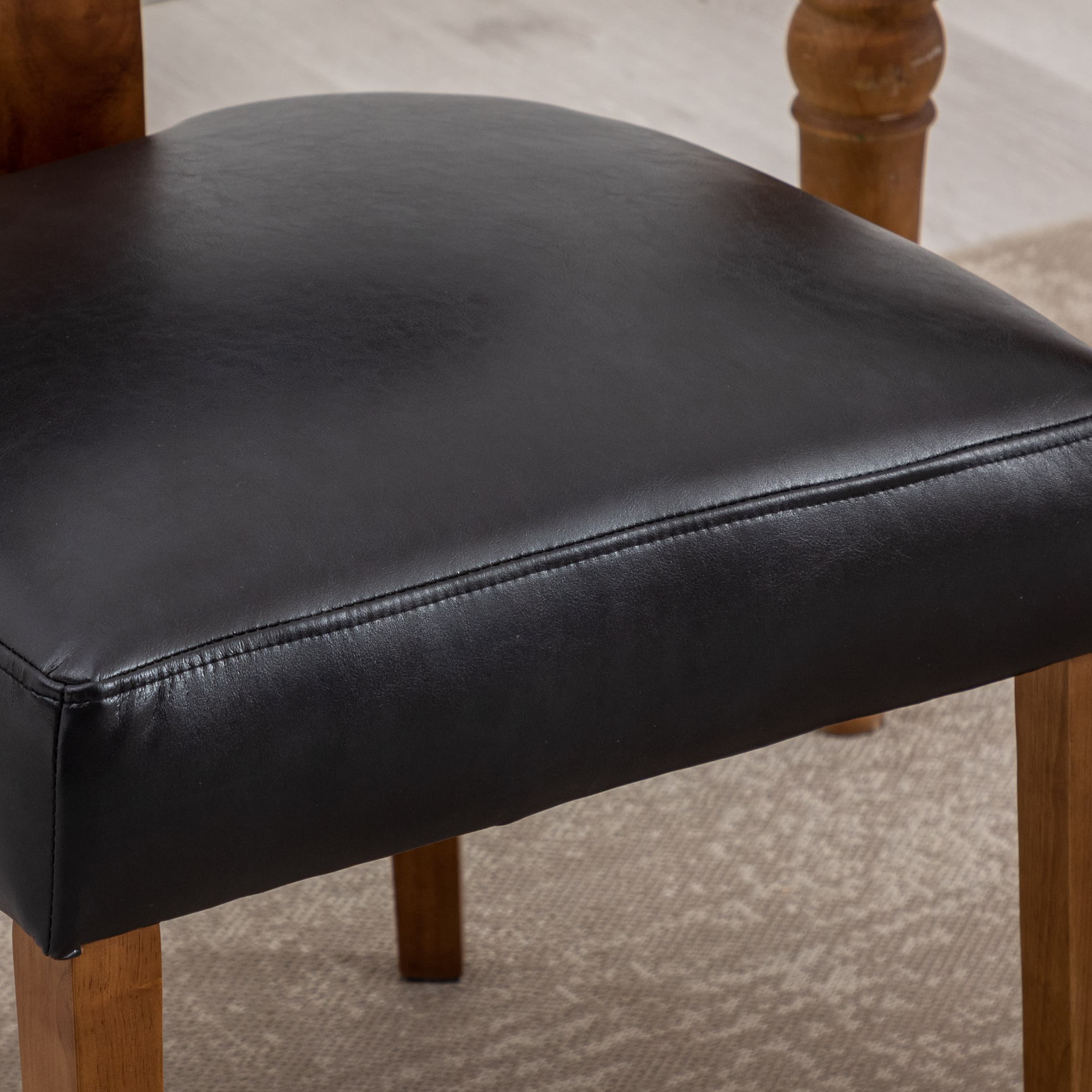 Leather chair corner close-up