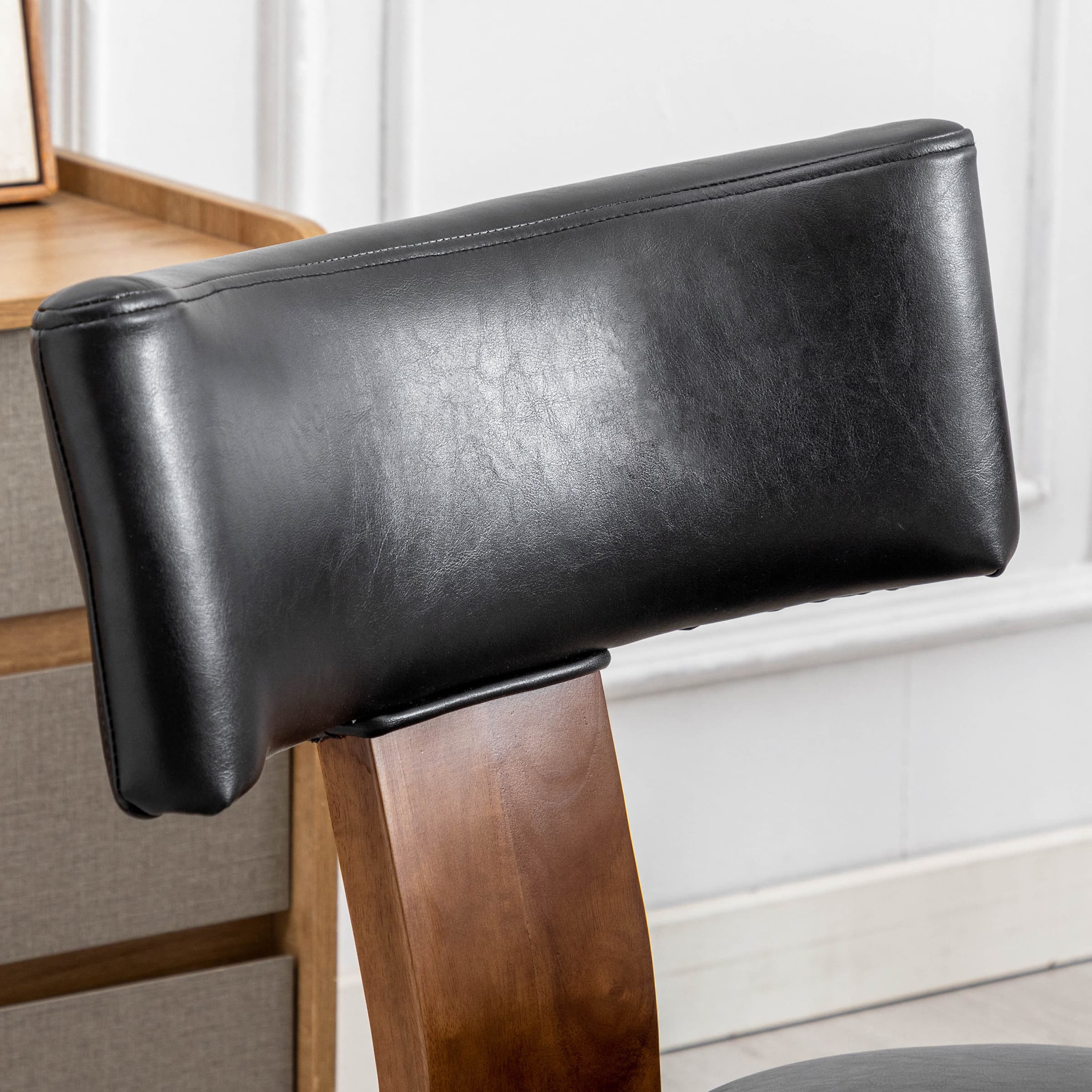 Leather chair back close-up