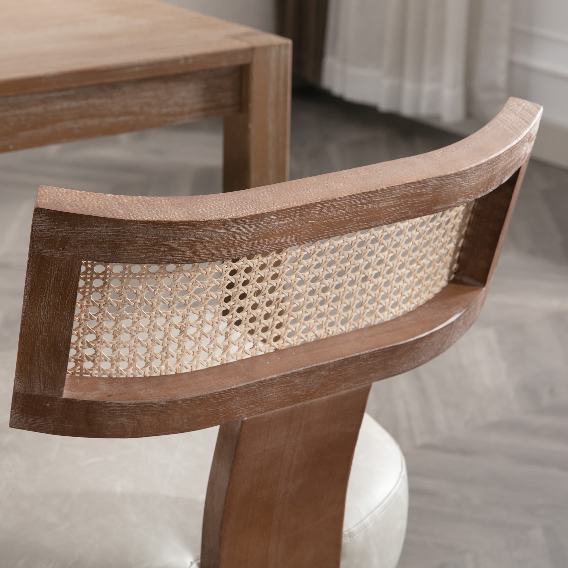 Wooden chair back close-up