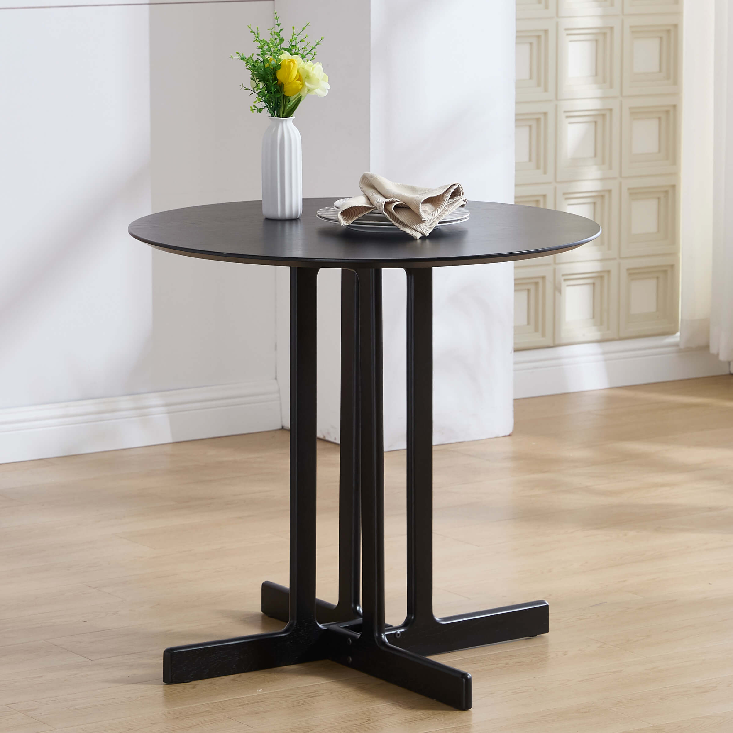 Kmax 31.5" Wide Small Round Black Dining Table