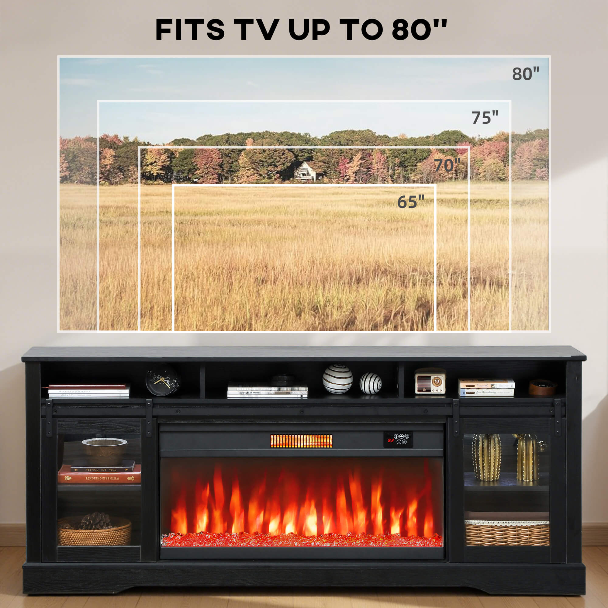 Electric Fireplace TV Stand for 65-80 Inch TVs