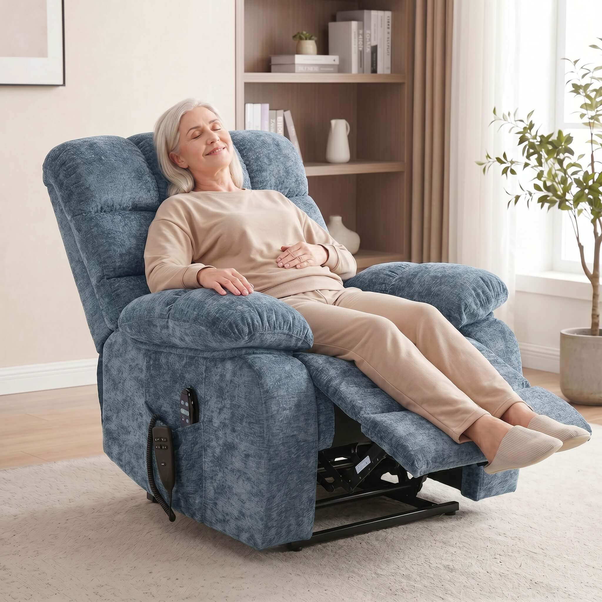Oversized German Dual Motor Electric Massage Heat Power Lift Recliner Chair