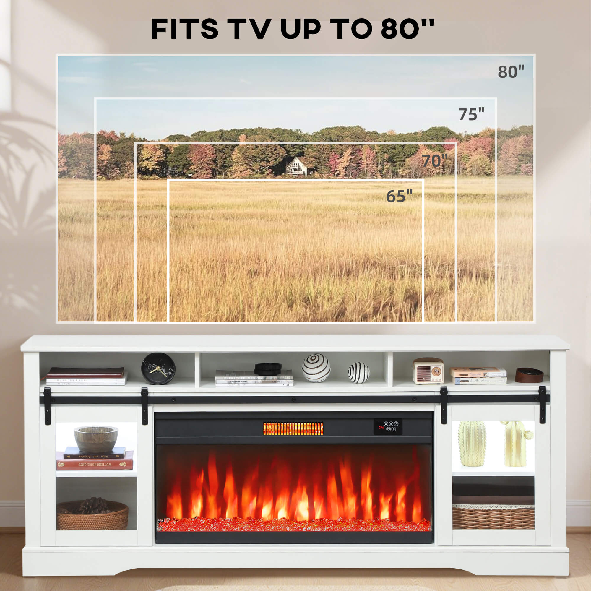 Electric Fireplace TV Stand for 65-80 Inch TVs