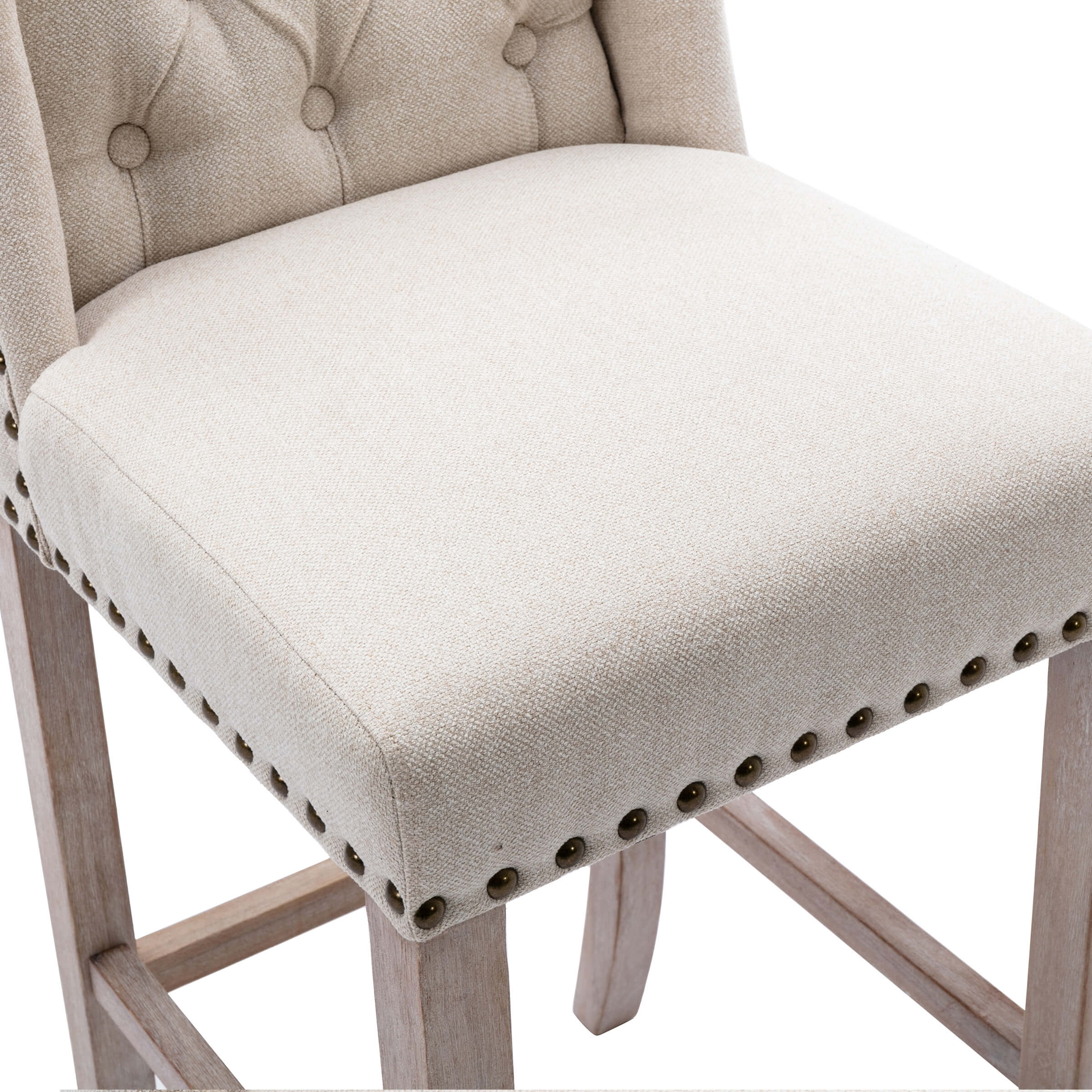 Close-up of stool seat and nailhead trim