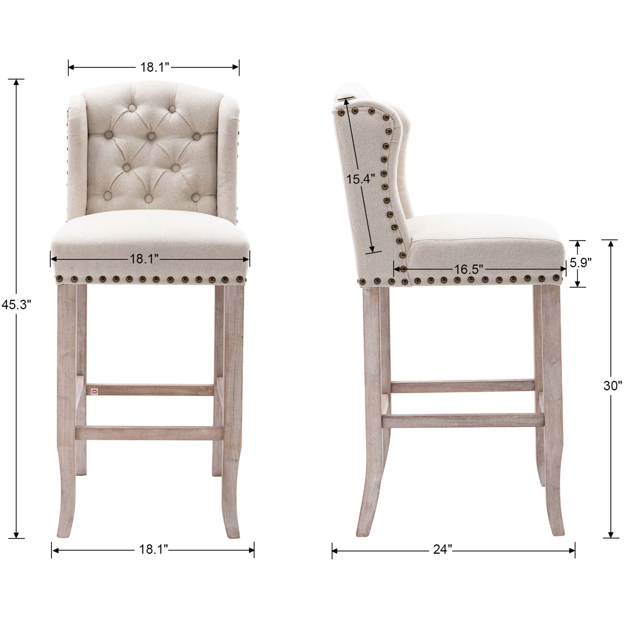 Dimensions diagram of two stools