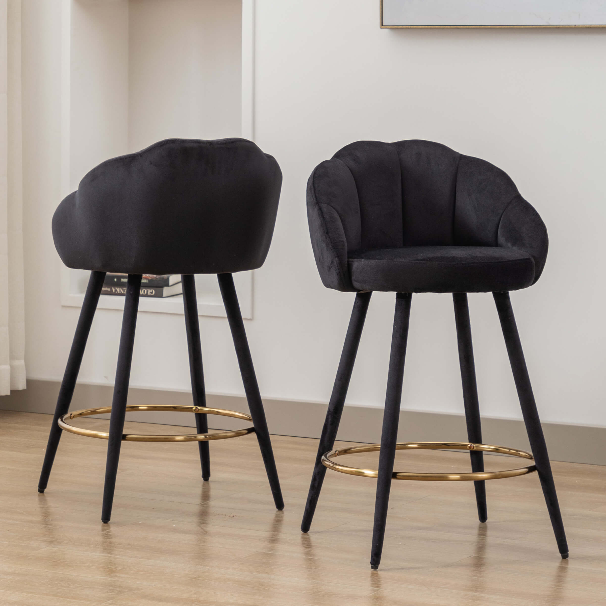 CHICAURA 26"H Petal Back Counter Stools with Footrest Set of 2 - 3208CS