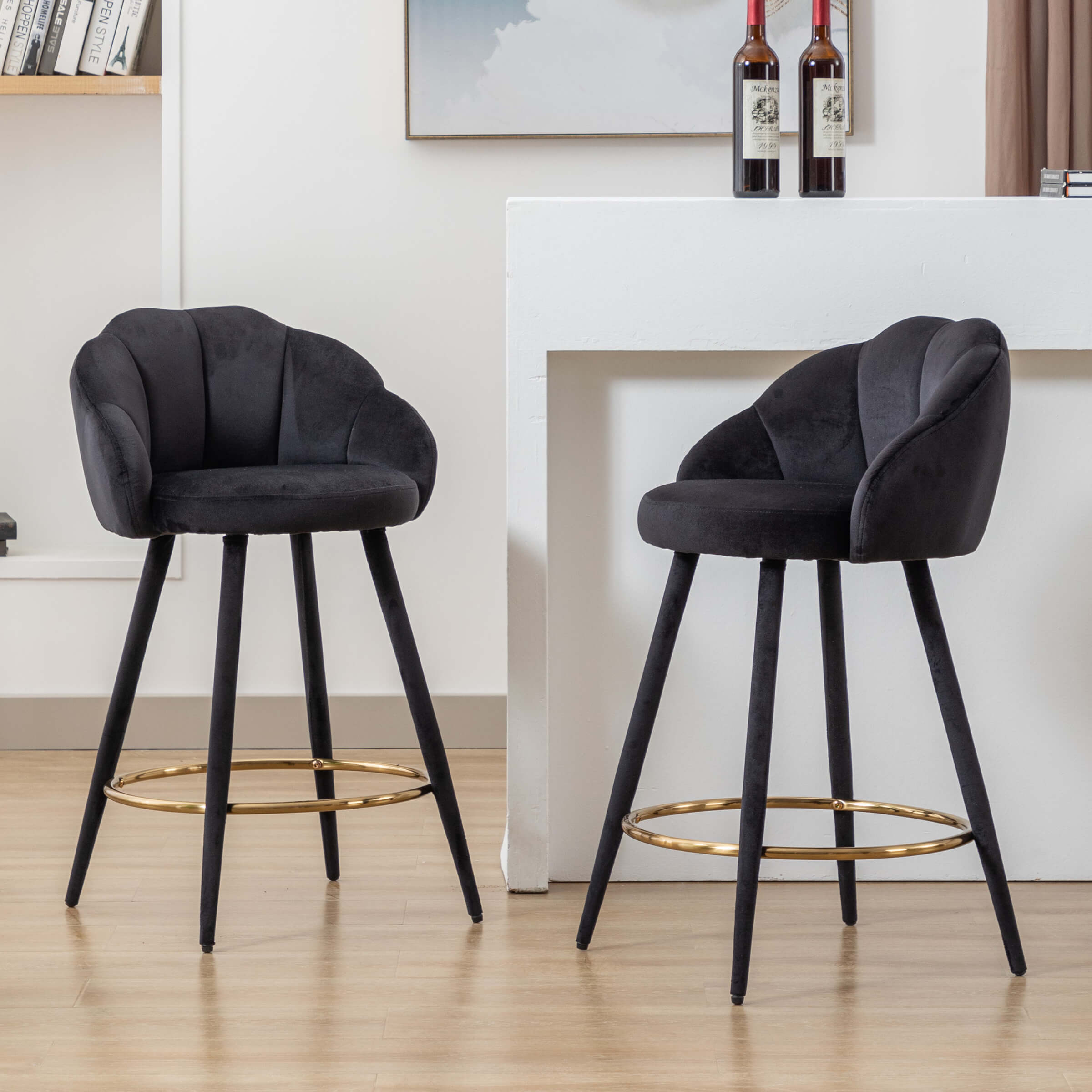 CHICAURA 26"H Petal Back Counter Stools with Footrest Set of 2 - 3208CS