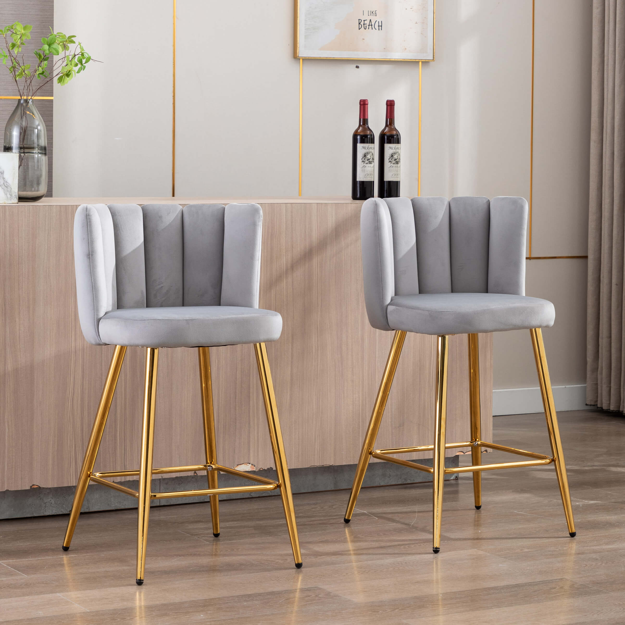 CHICAURA 26'' Gold Bar Stools Set of 2  - 9029CS
