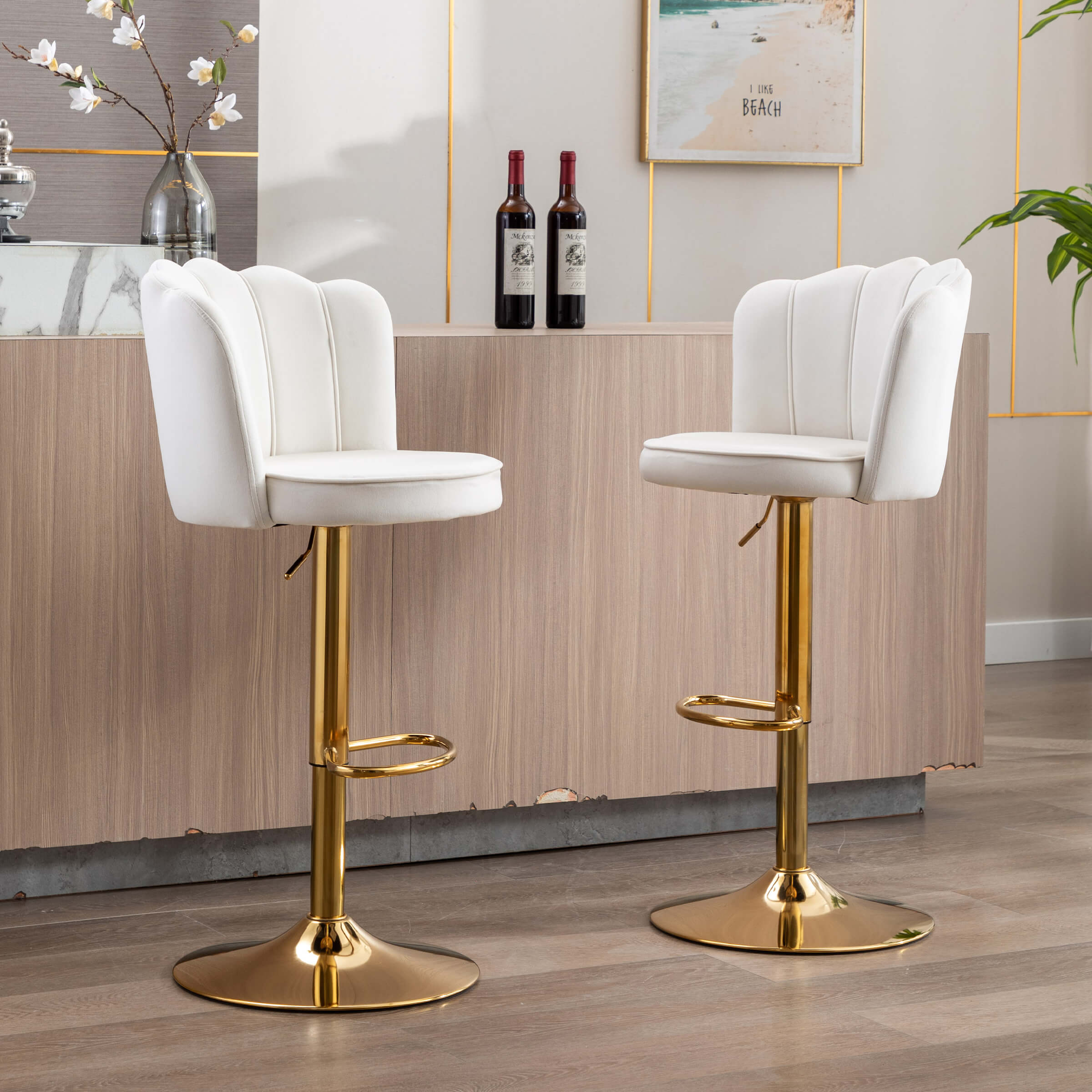 CHICAURA Adjustable Swivel Bar Stools Bar Set of 2 - 2205AB