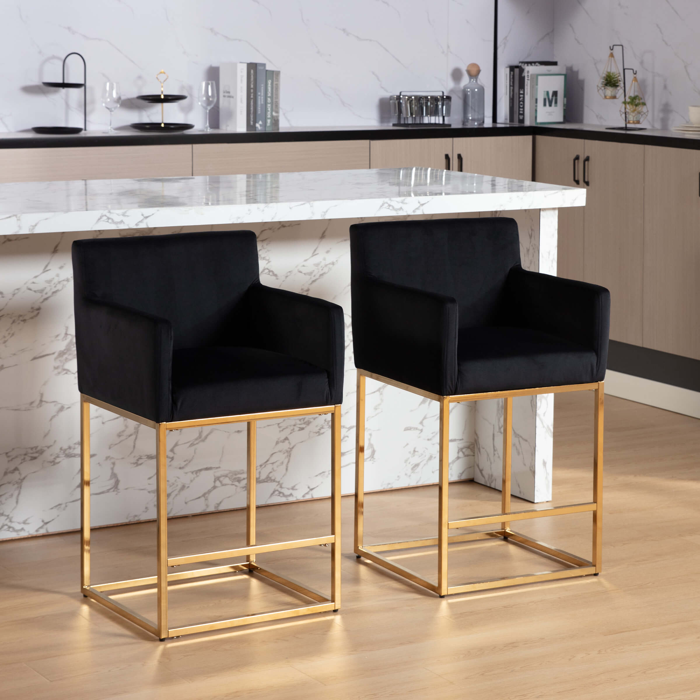 CHICAURA 26" Bar Stools Set of 2 with Backrest - 5692CS