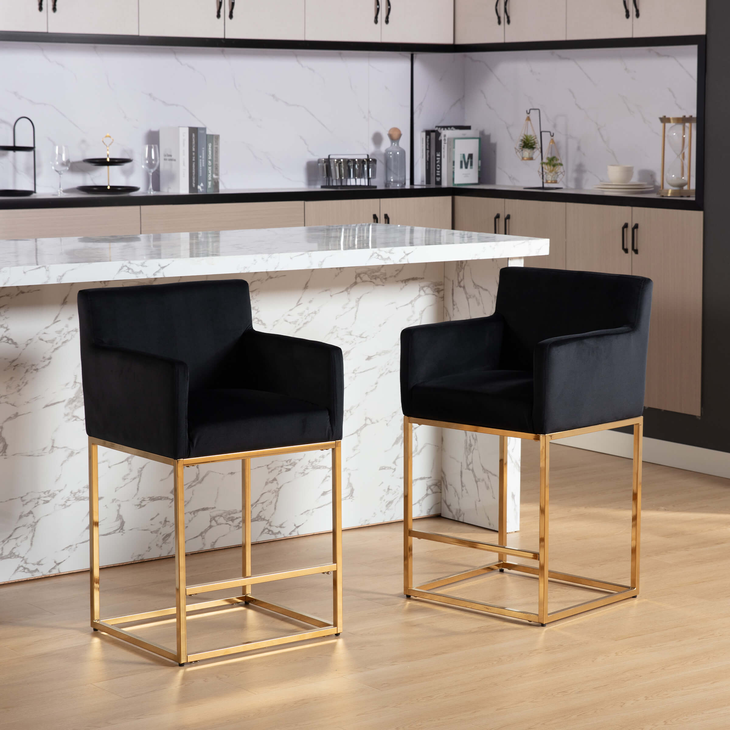 CHICAURA 26"H Bar Stools Set of 2 with Backrest - 5692CS