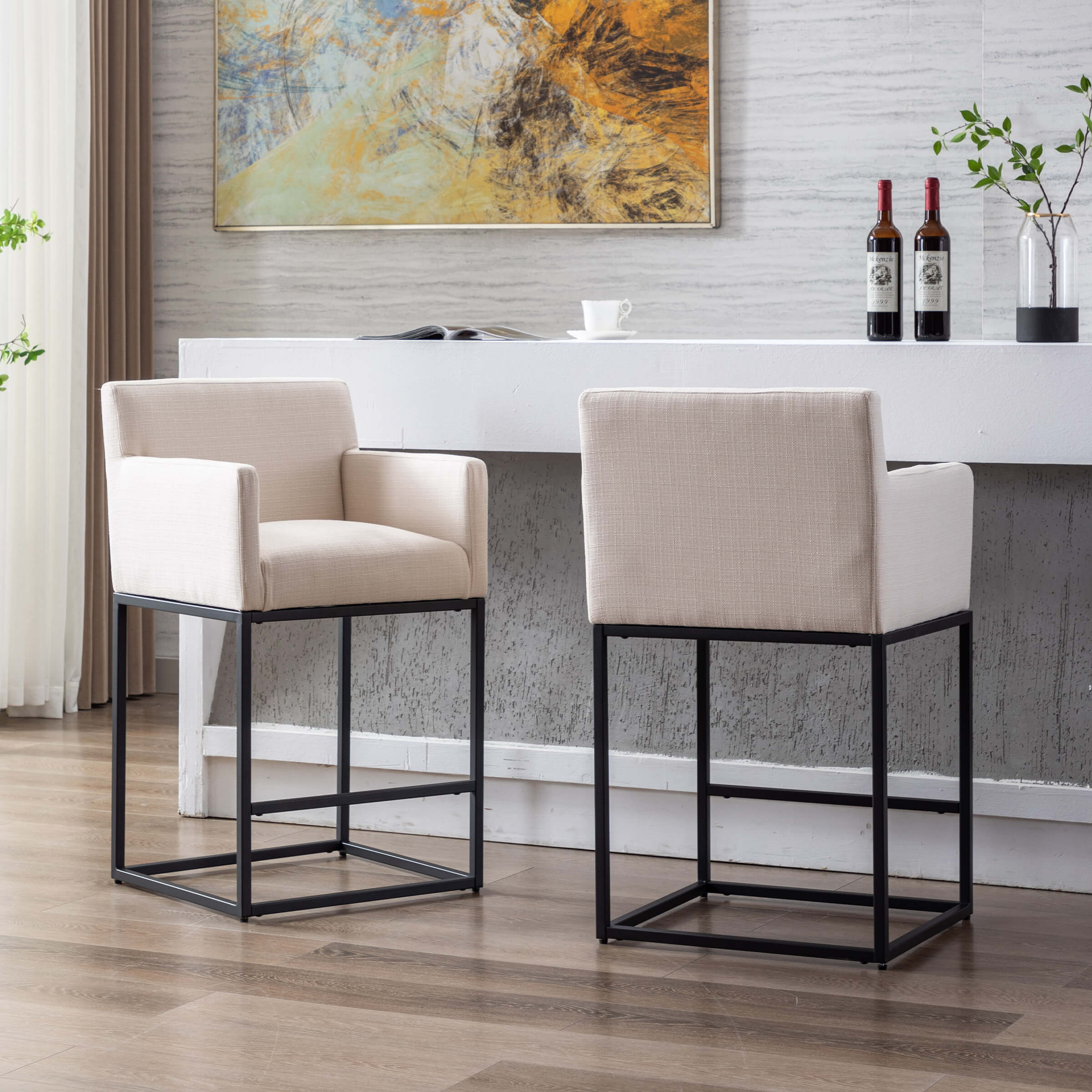 CHICAURA 26"H Bar Stools Set of 2 with Backrest - 5692CS