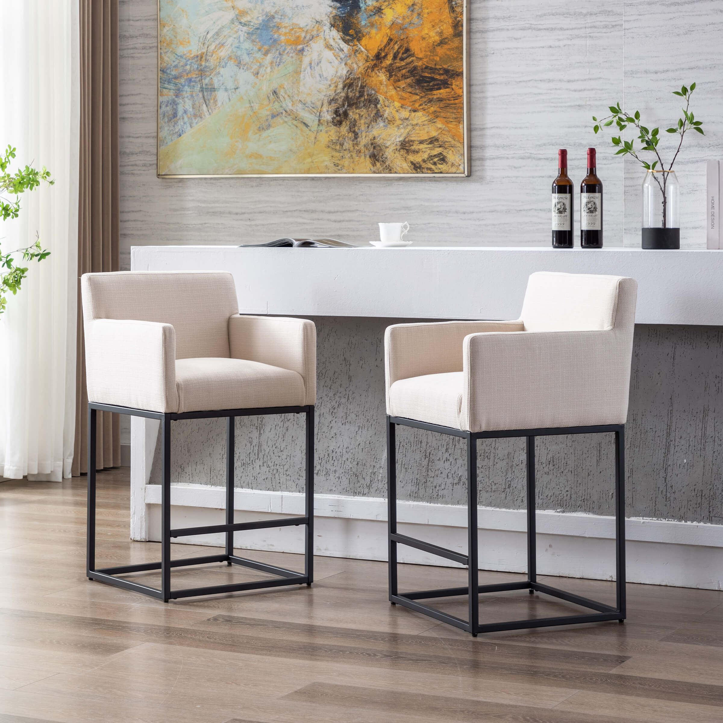 CHICAURA 26"H Bar Stools Set of 2 with Backrest - 5692CS