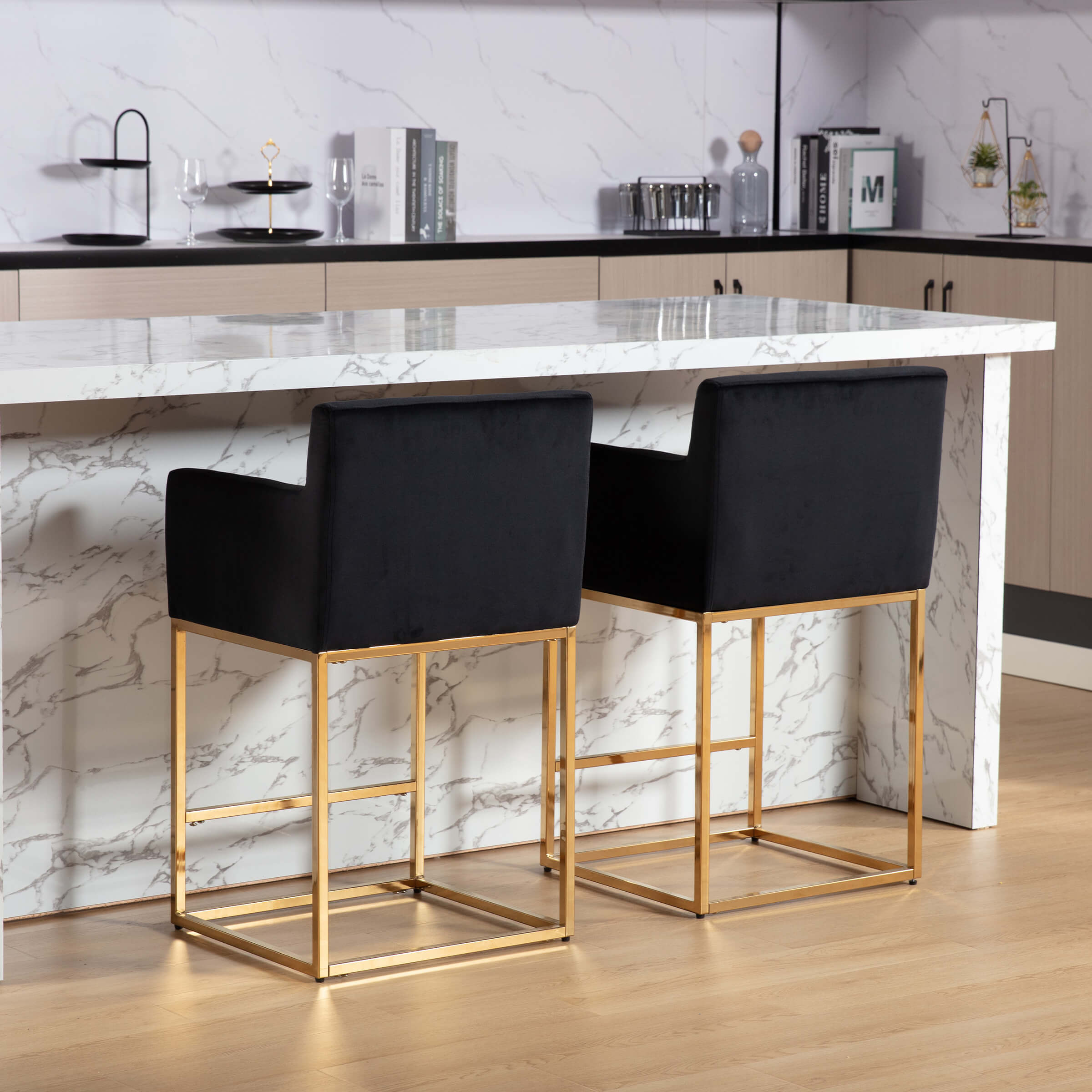 CHICAURA 26"H Bar Stools Set of 2 with Backrest - 5692CS