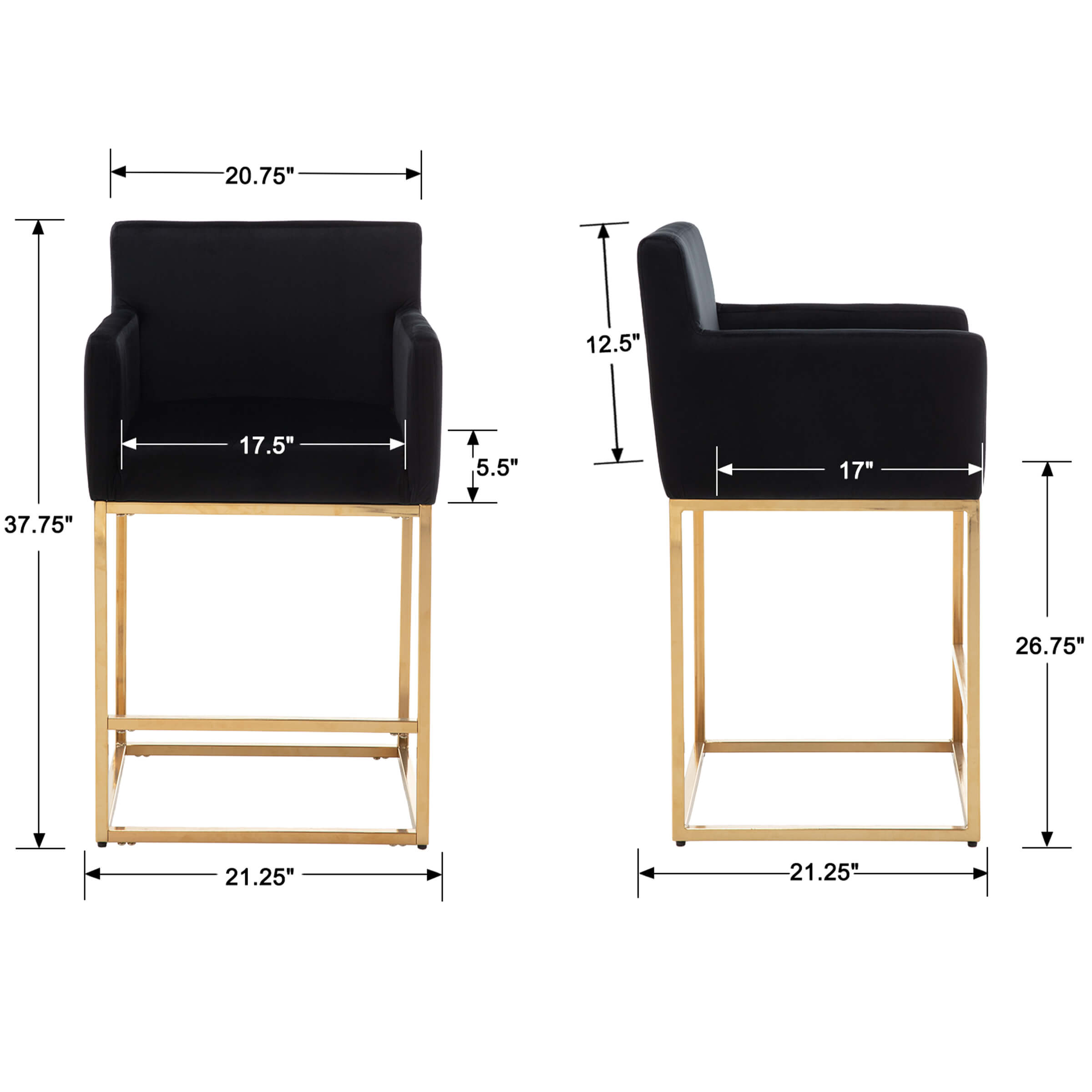 CHICAURA 26"H Bar Stools Set of 2 with Backrest - 5692CS