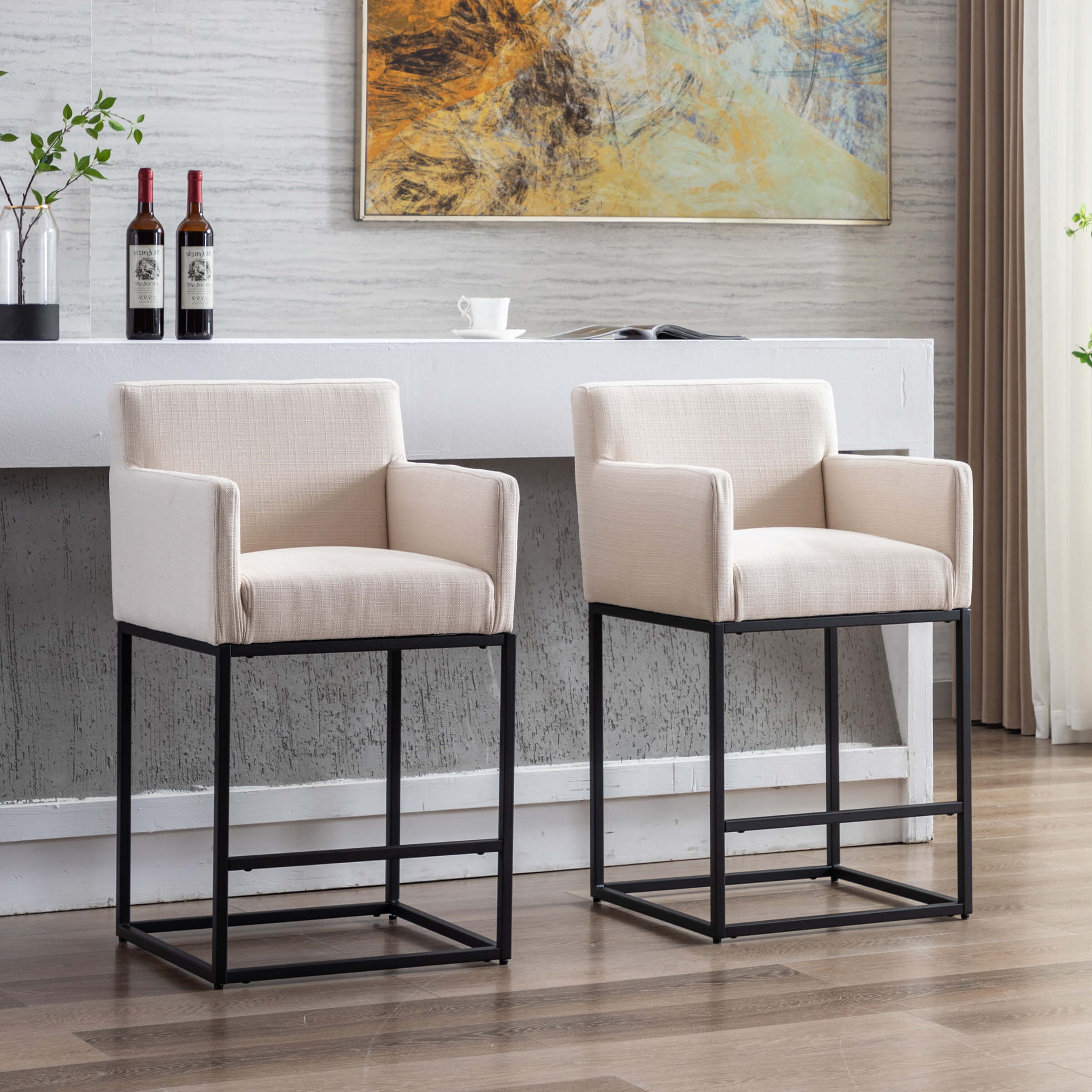 CHICAURA 26"H Bar Stools Set of 2 with Backrest - 5692CS